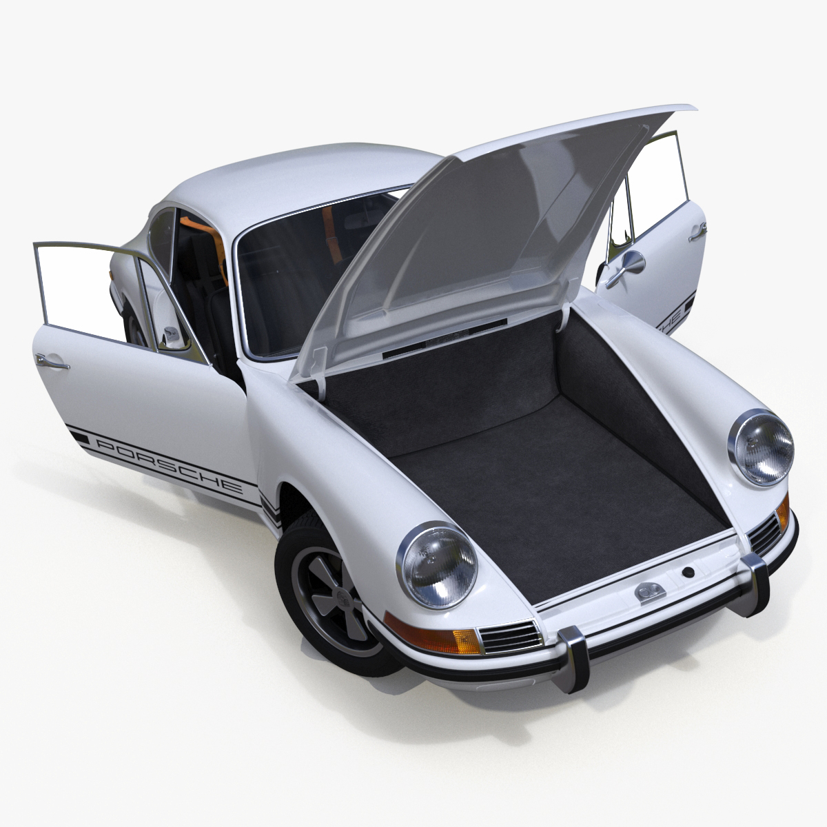 White Porsche 911 1968 Rigged 3D model