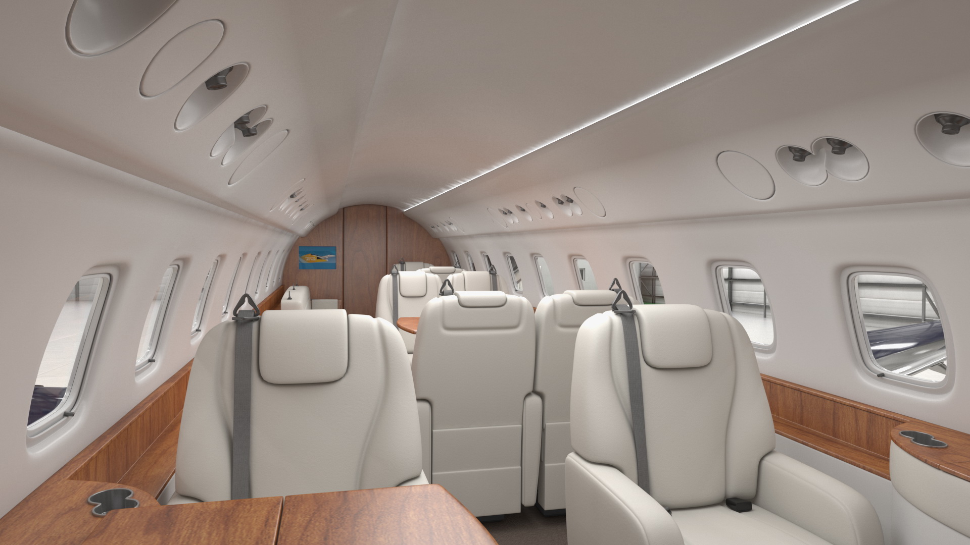 Private Jet Embraer Legacy 650E In Aircraft Hangar Rigged 3D