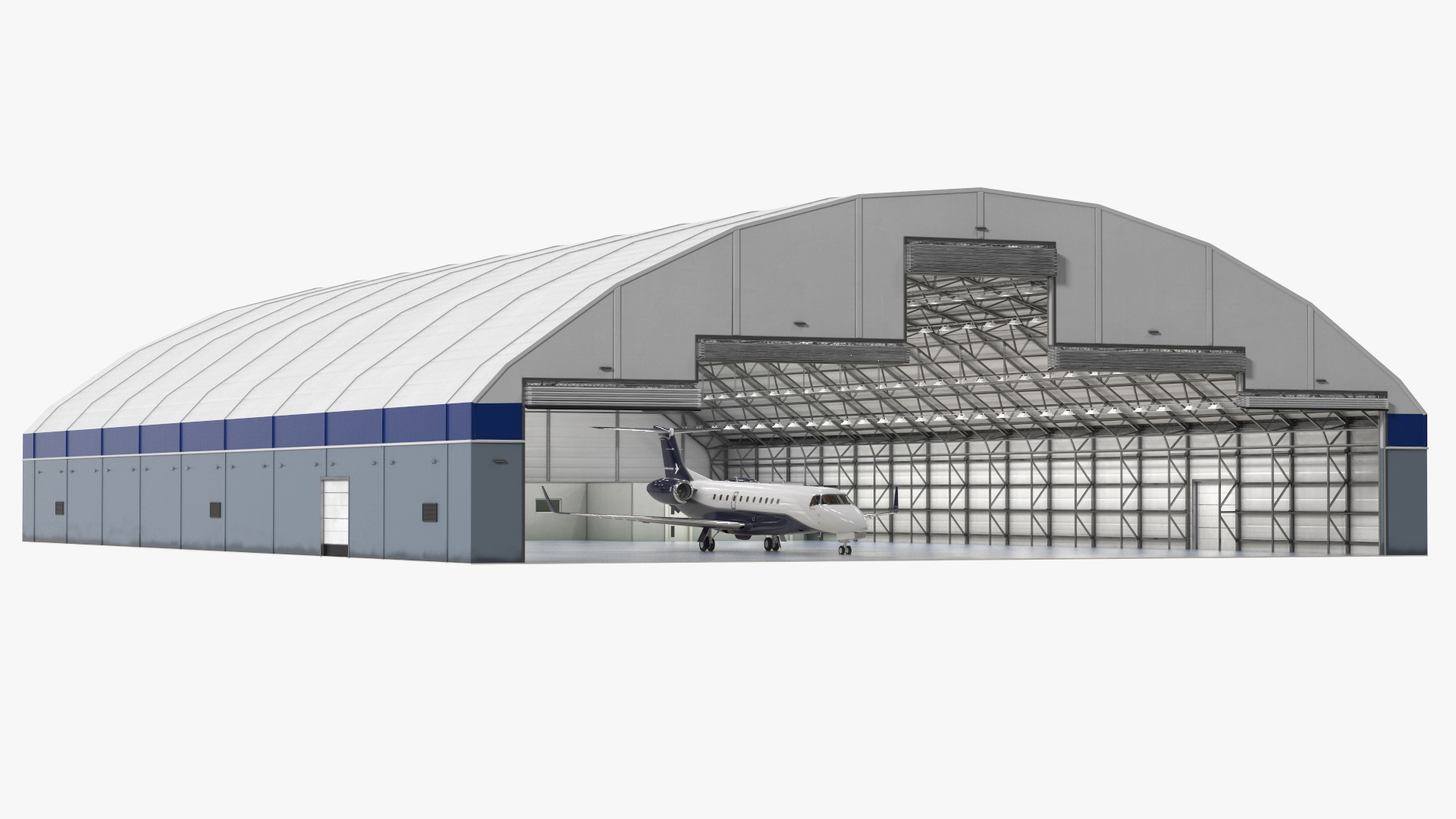 Private Jet Embraer Legacy 650E In Aircraft Hangar Rigged 3D