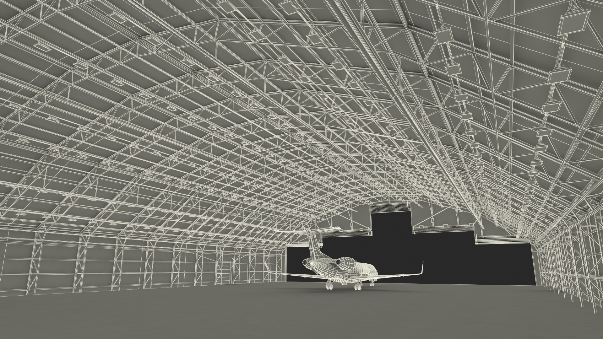 Private Jet Embraer Legacy 650E In Aircraft Hangar Rigged 3D