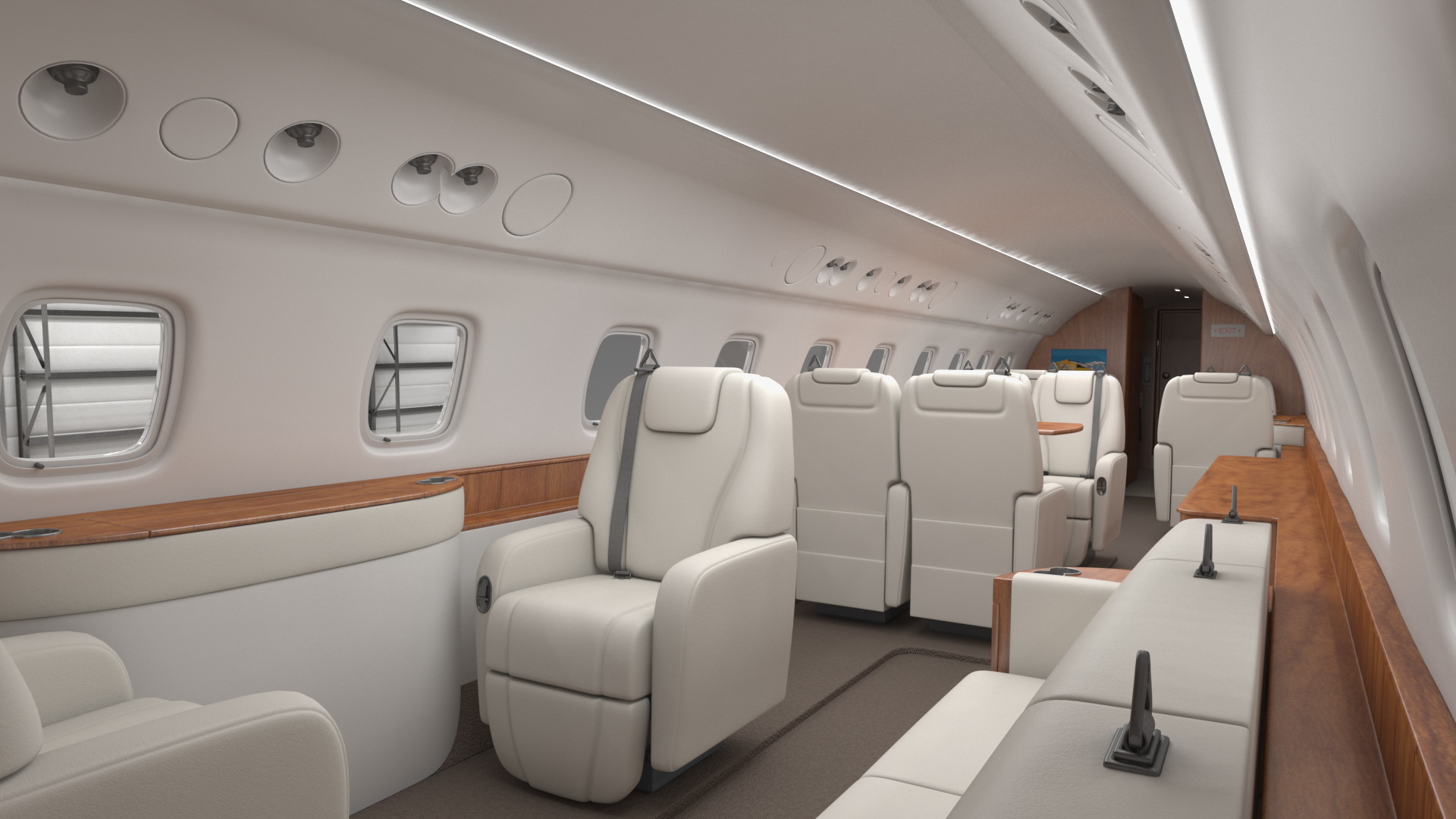 Private Jet Embraer Legacy 650E In Aircraft Hangar Rigged 3D