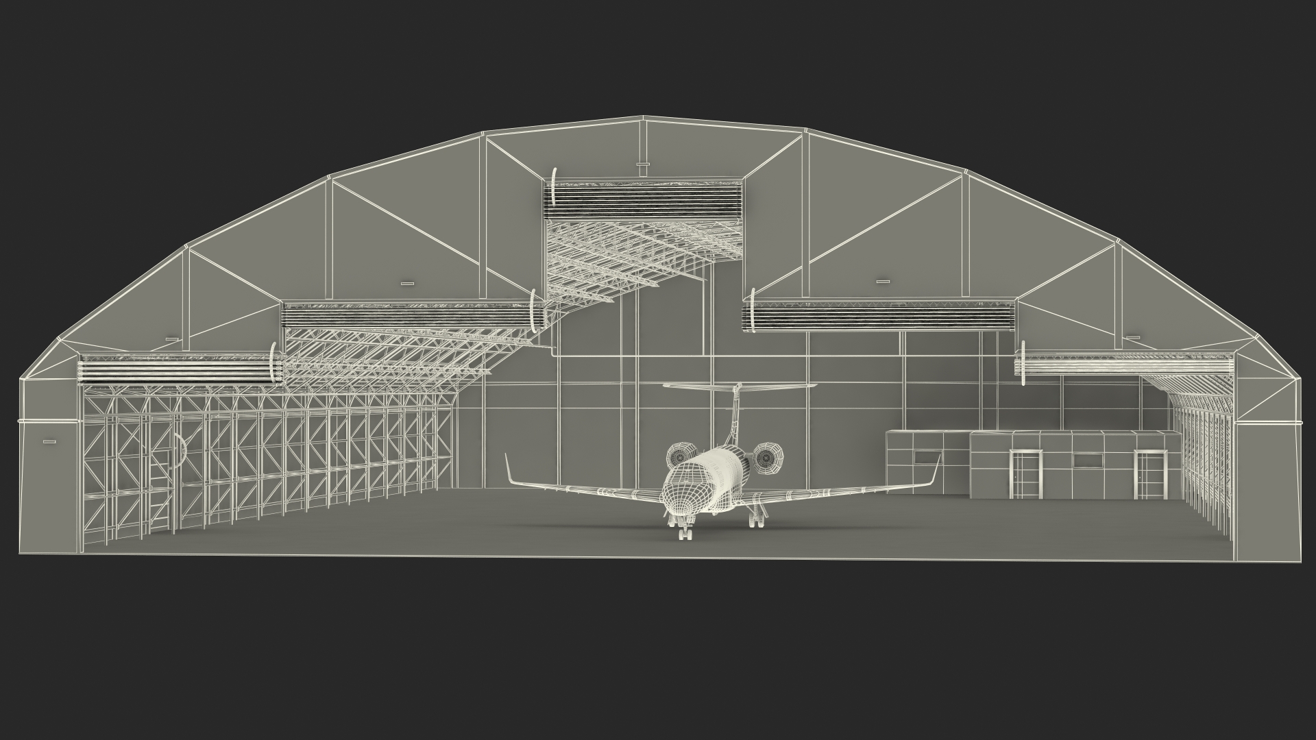 Private Jet Embraer Legacy 650E In Aircraft Hangar Rigged 3D