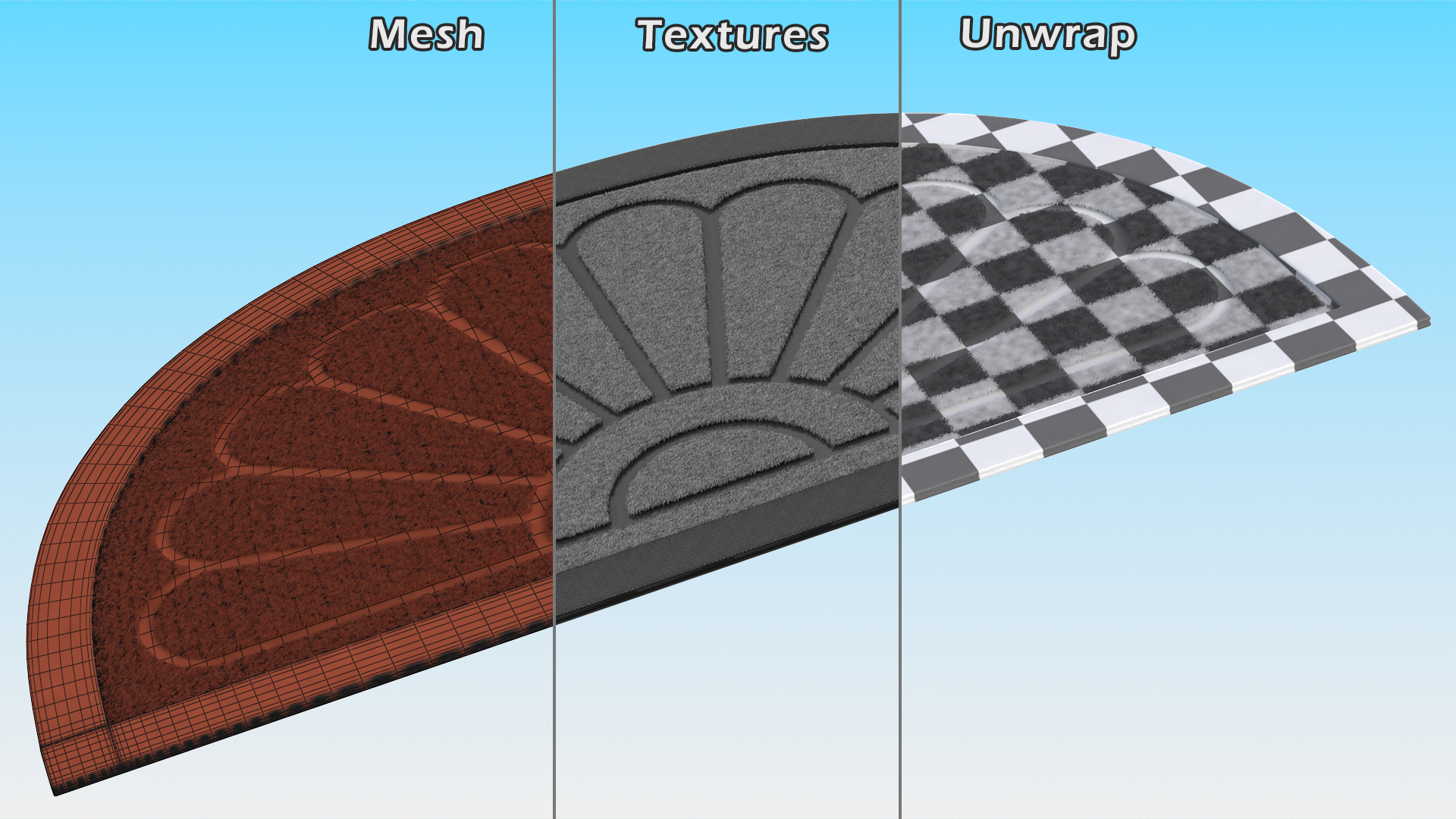 Grey Arched Door Mat Fur 3D model