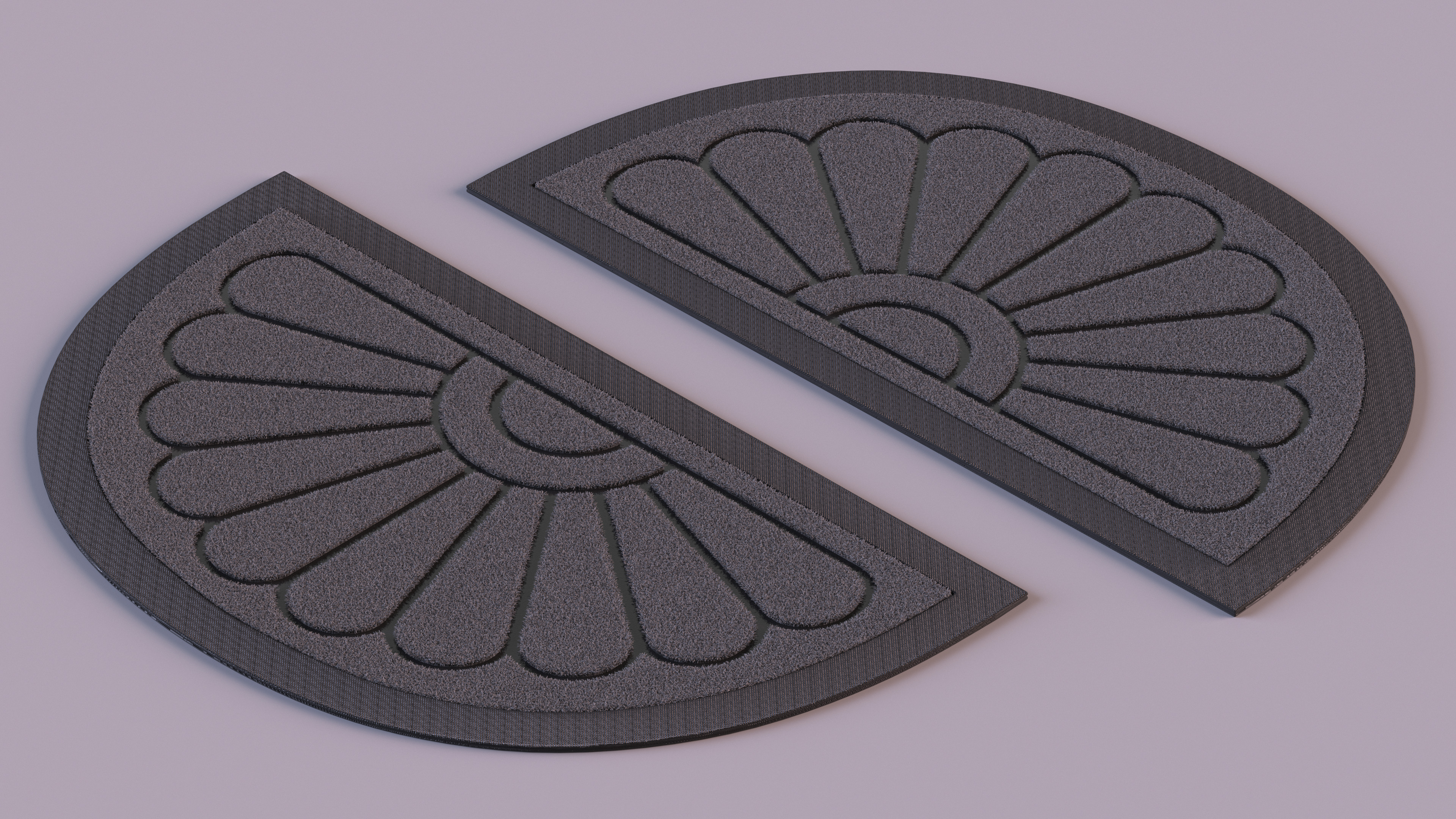 Grey Arched Door Mat Fur 3D model