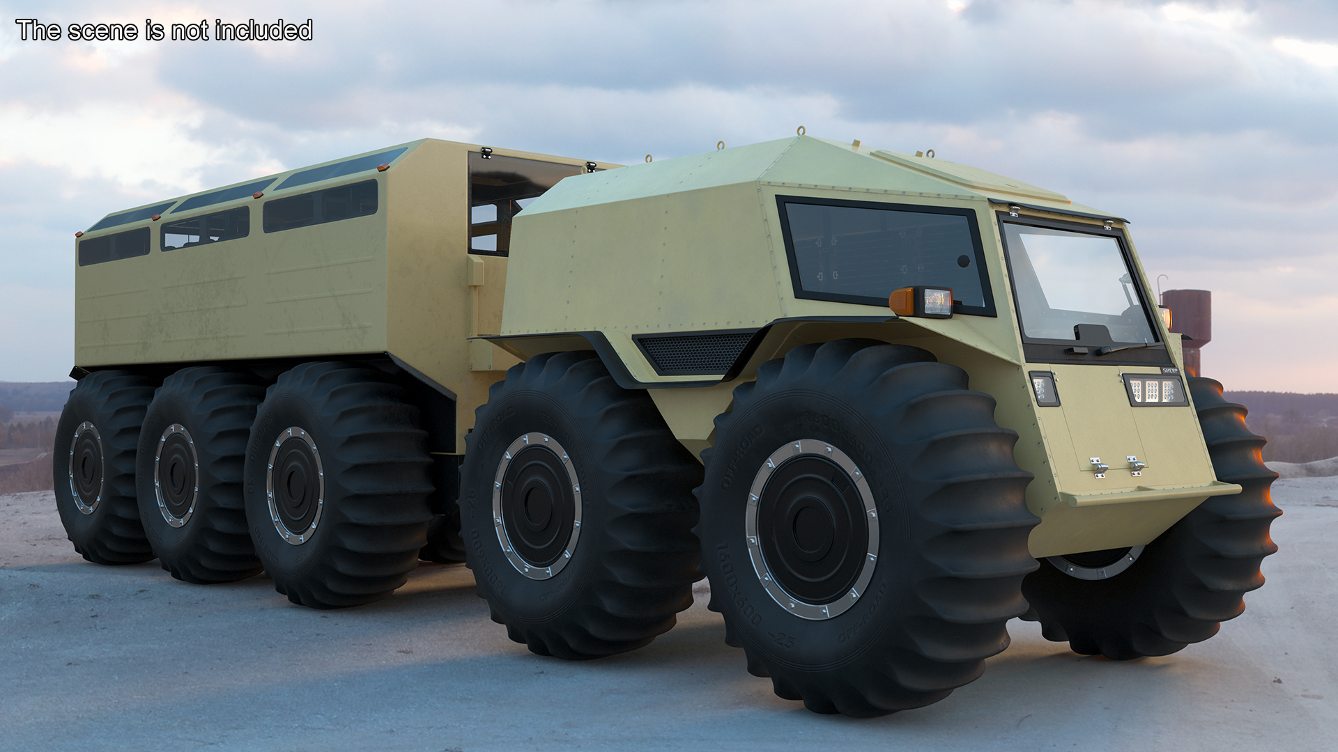 3D Sherp ATV with Trailer Beige model