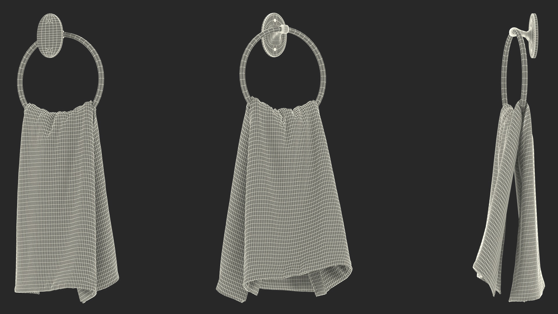 Hanging Hand Towel with Ring Holder Fur 3D model