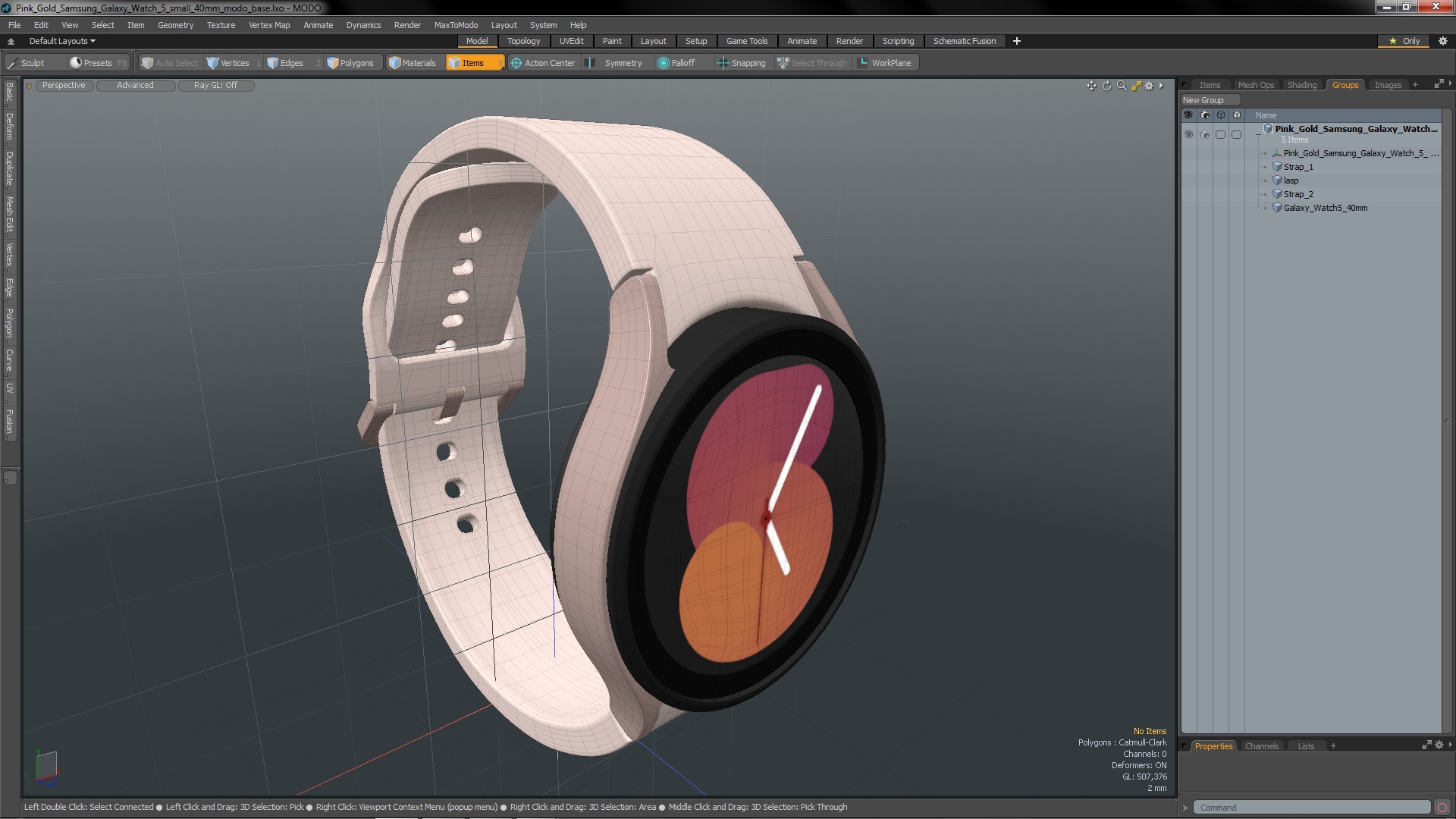 3D Pink Gold Samsung Galaxy Watch 5 small 40mm model