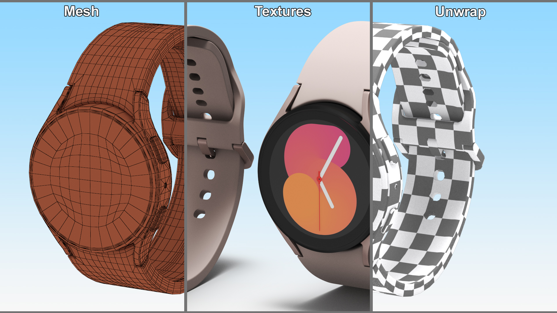 3D Pink Gold Samsung Galaxy Watch 5 small 40mm model