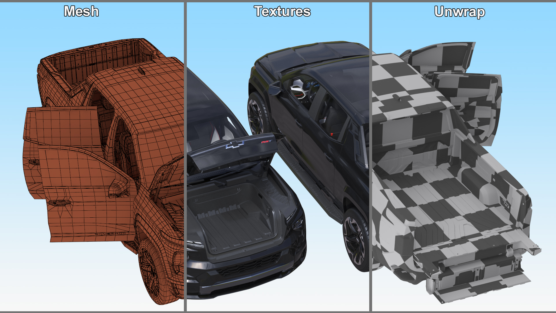 3D Black Chevrolet Silverado EV RST 2024 Simplified model