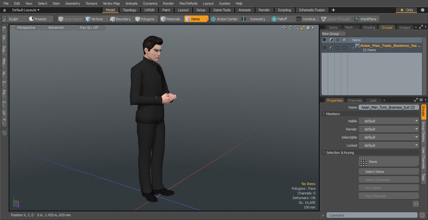 Asian Man Tunic Business Suit 3D model