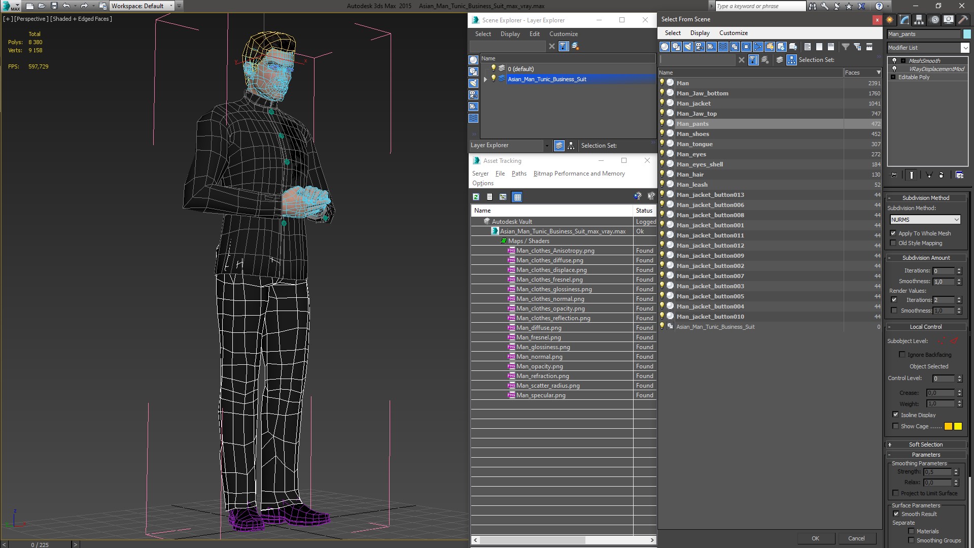 Asian Man Tunic Business Suit 3D model
