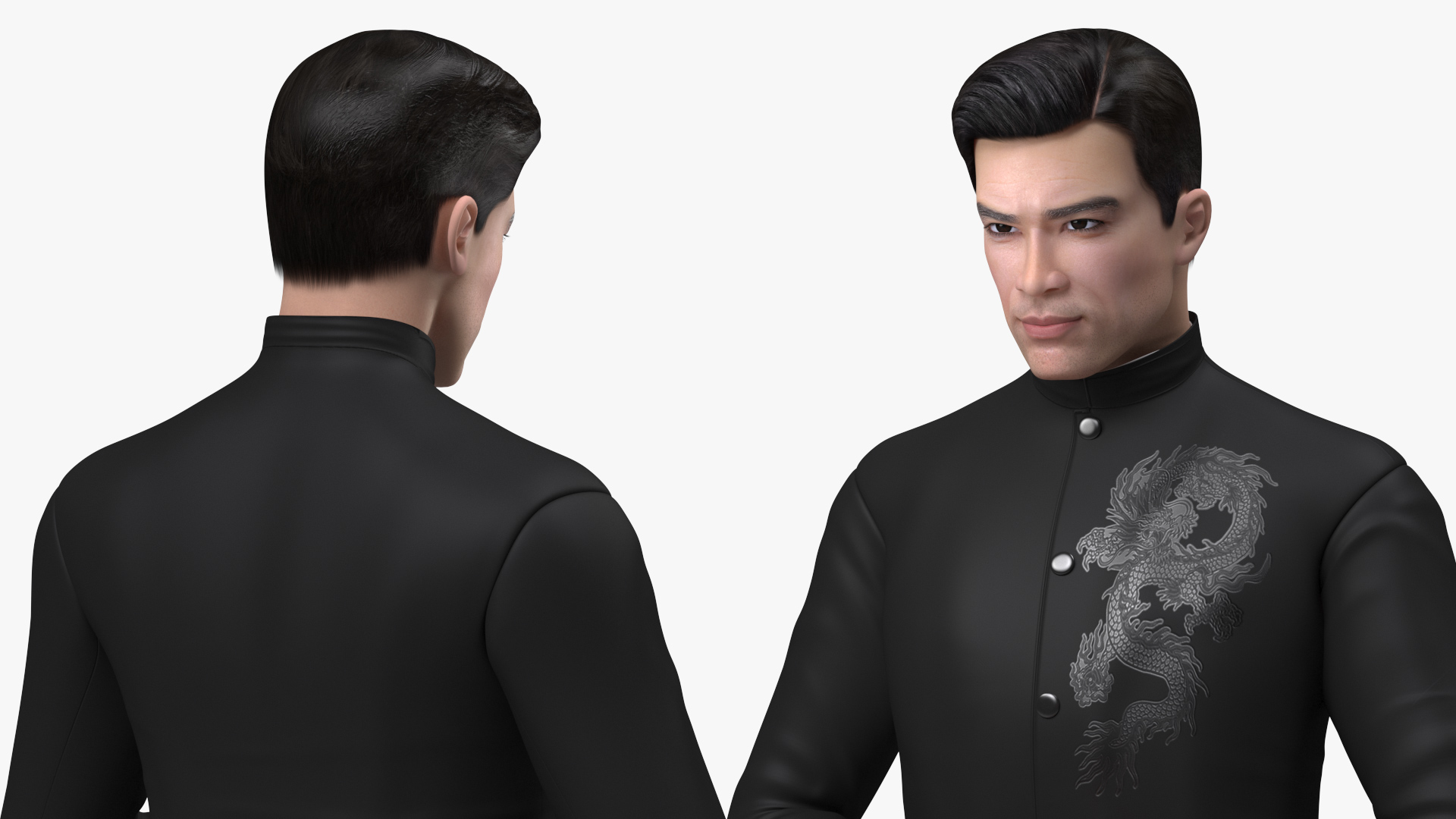 Asian Man Tunic Business Suit 3D model