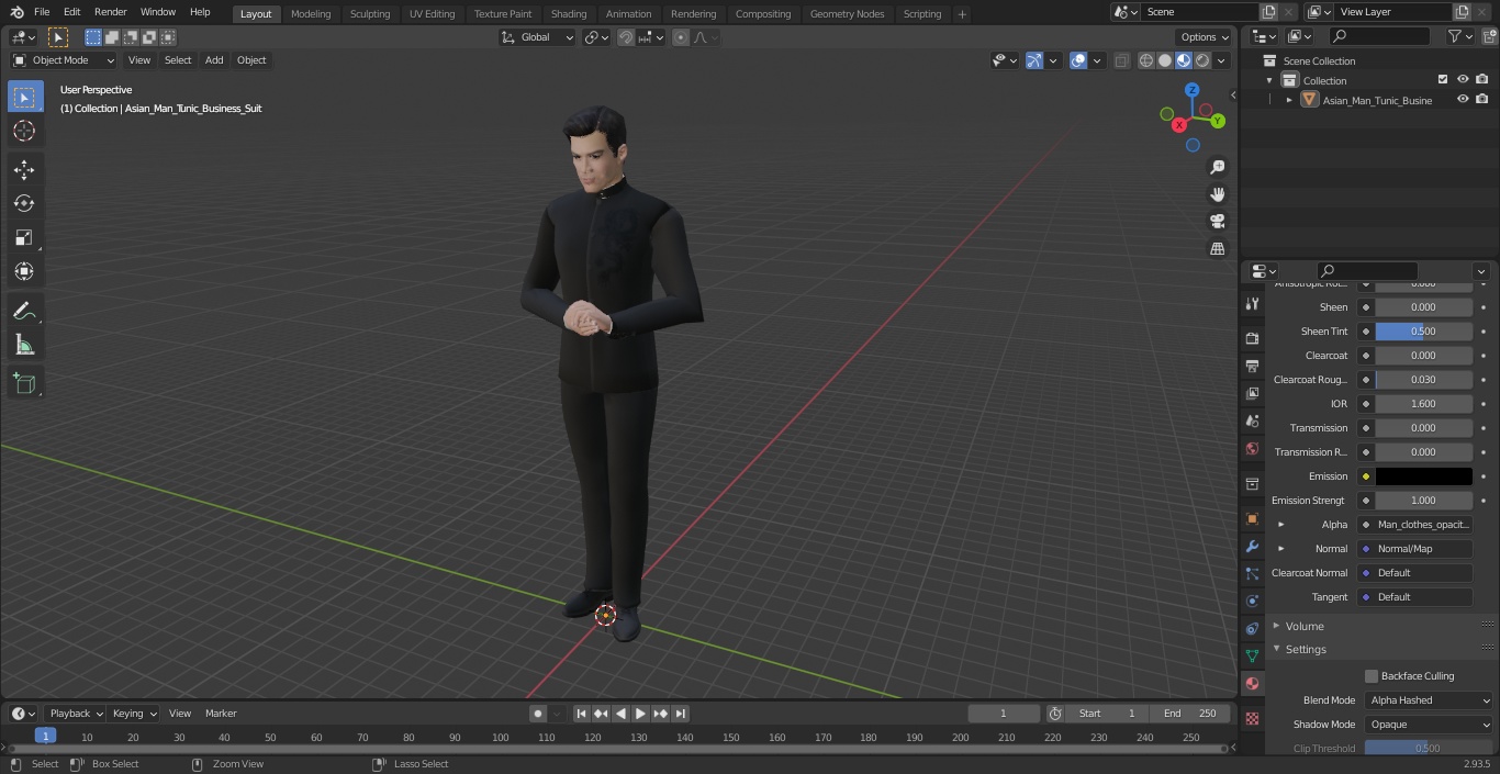 Asian Man Tunic Business Suit 3D model