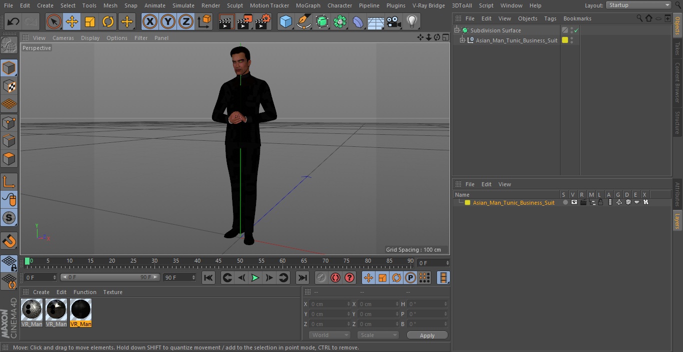 Asian Man Tunic Business Suit 3D model