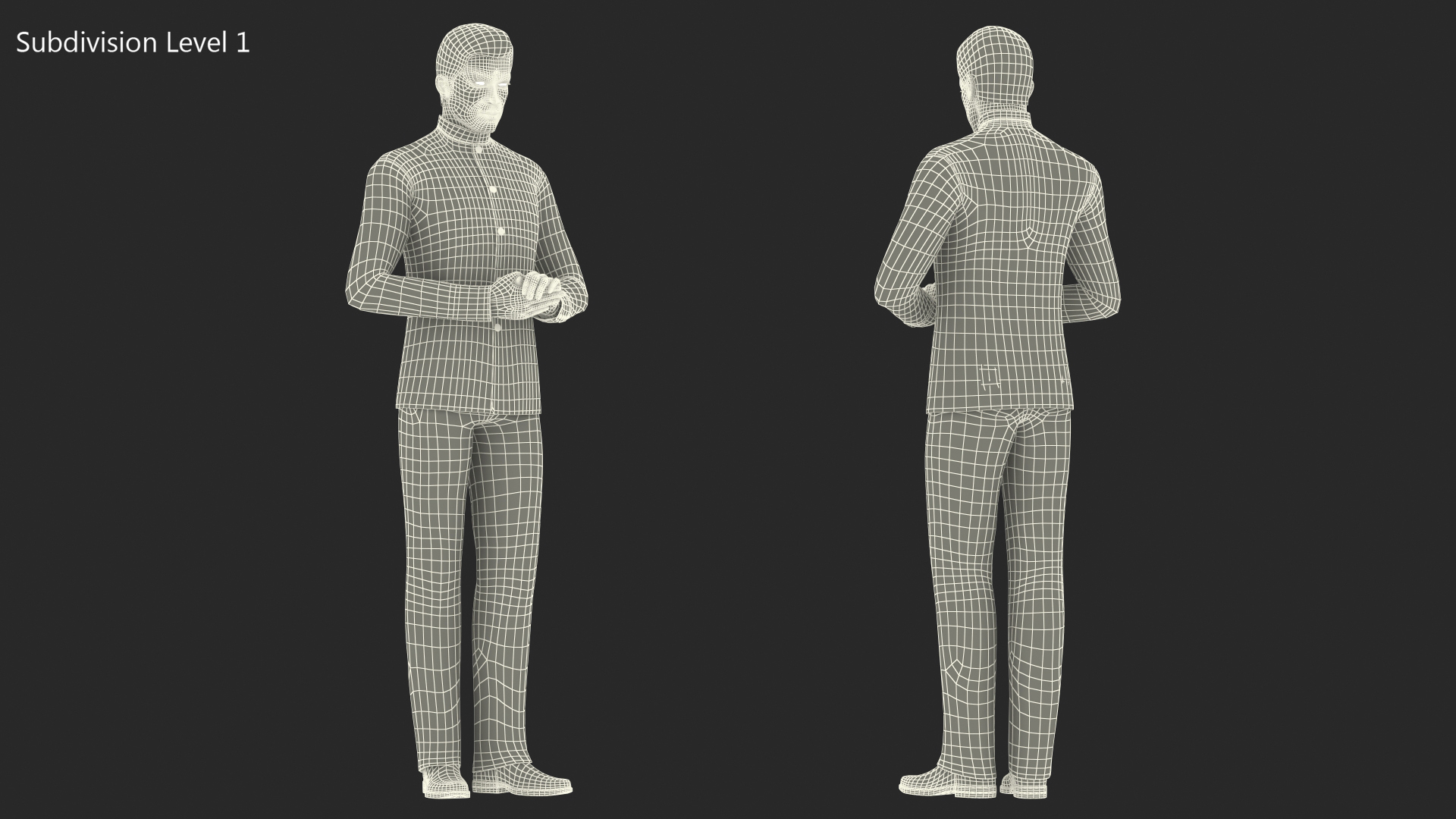Asian Man Tunic Business Suit 3D model