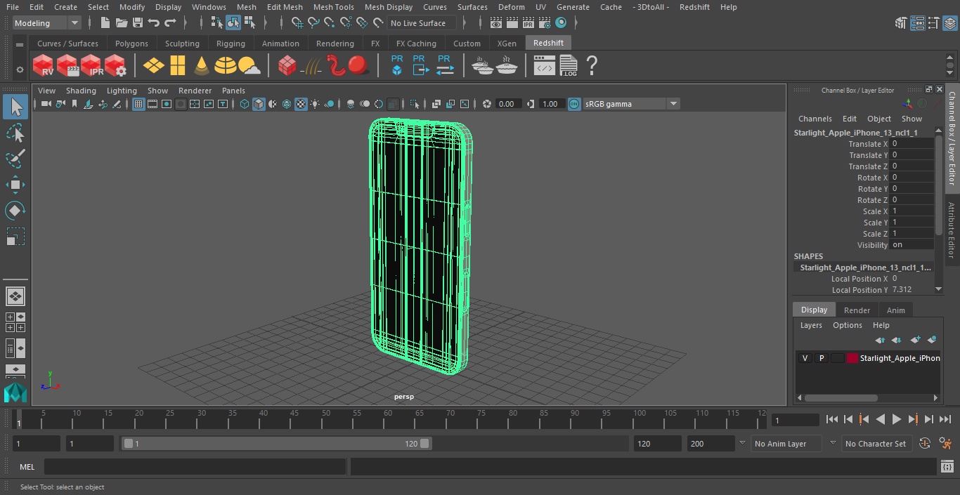 3D model Starlight Apple iPhone 13