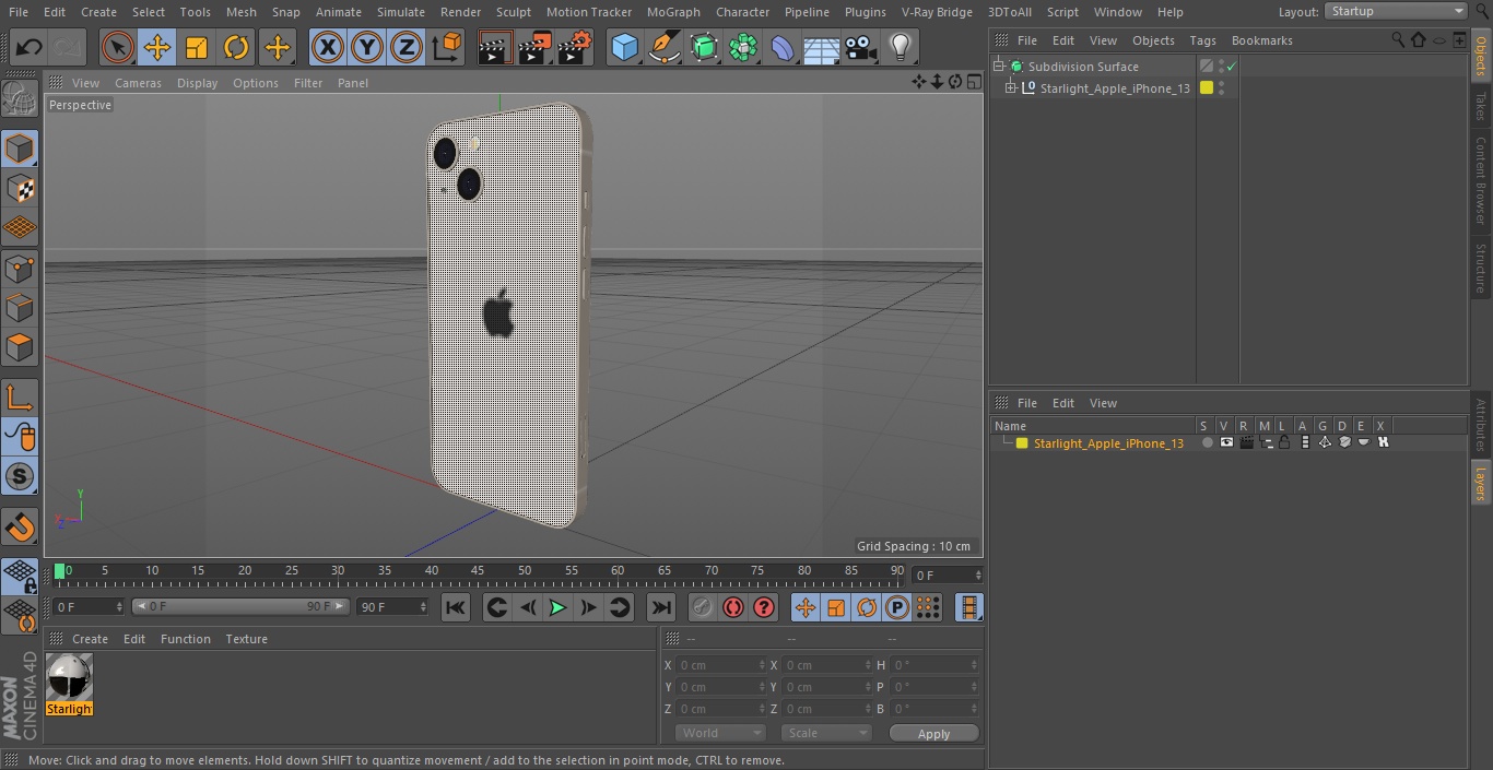 3D model Starlight Apple iPhone 13