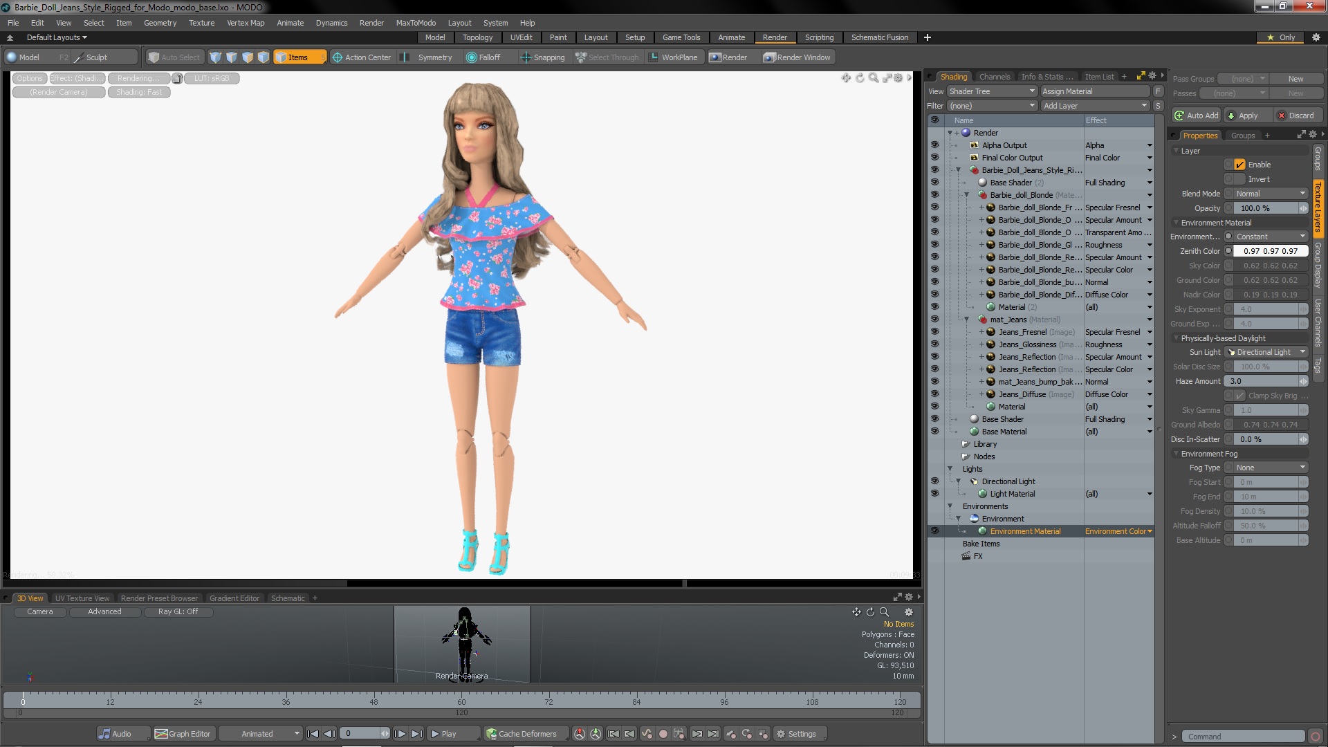 Barbie Doll Jeans Style Rigged for Modo 3D model