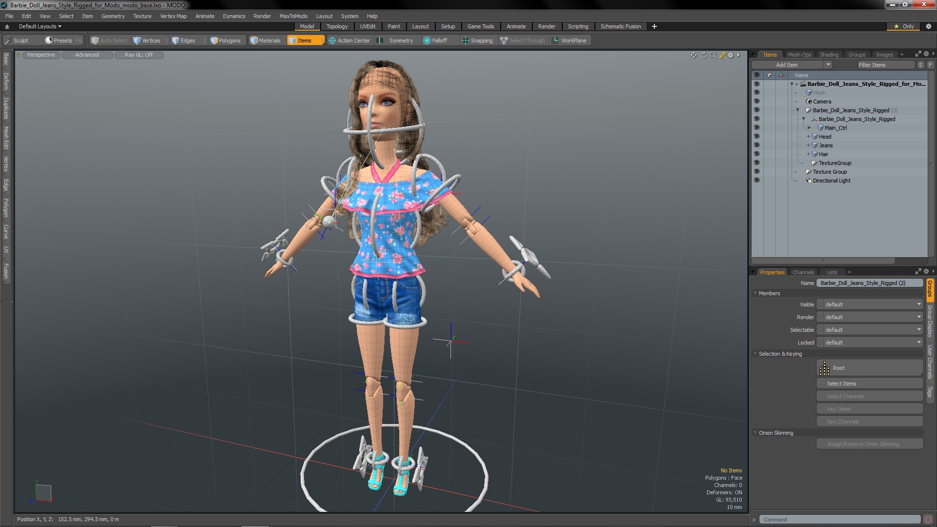 Barbie Doll Jeans Style Rigged for Modo 3D model