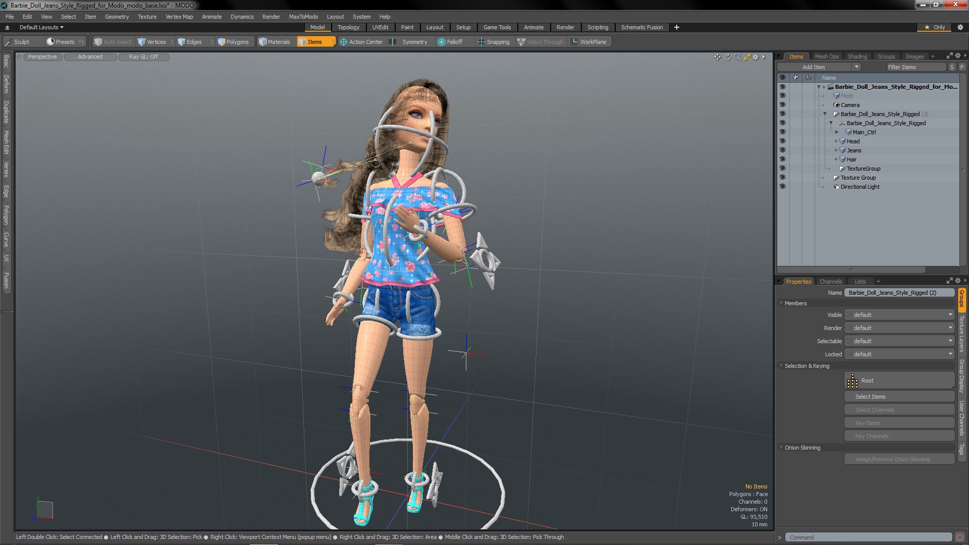 Barbie Doll Jeans Style Rigged for Modo 3D model