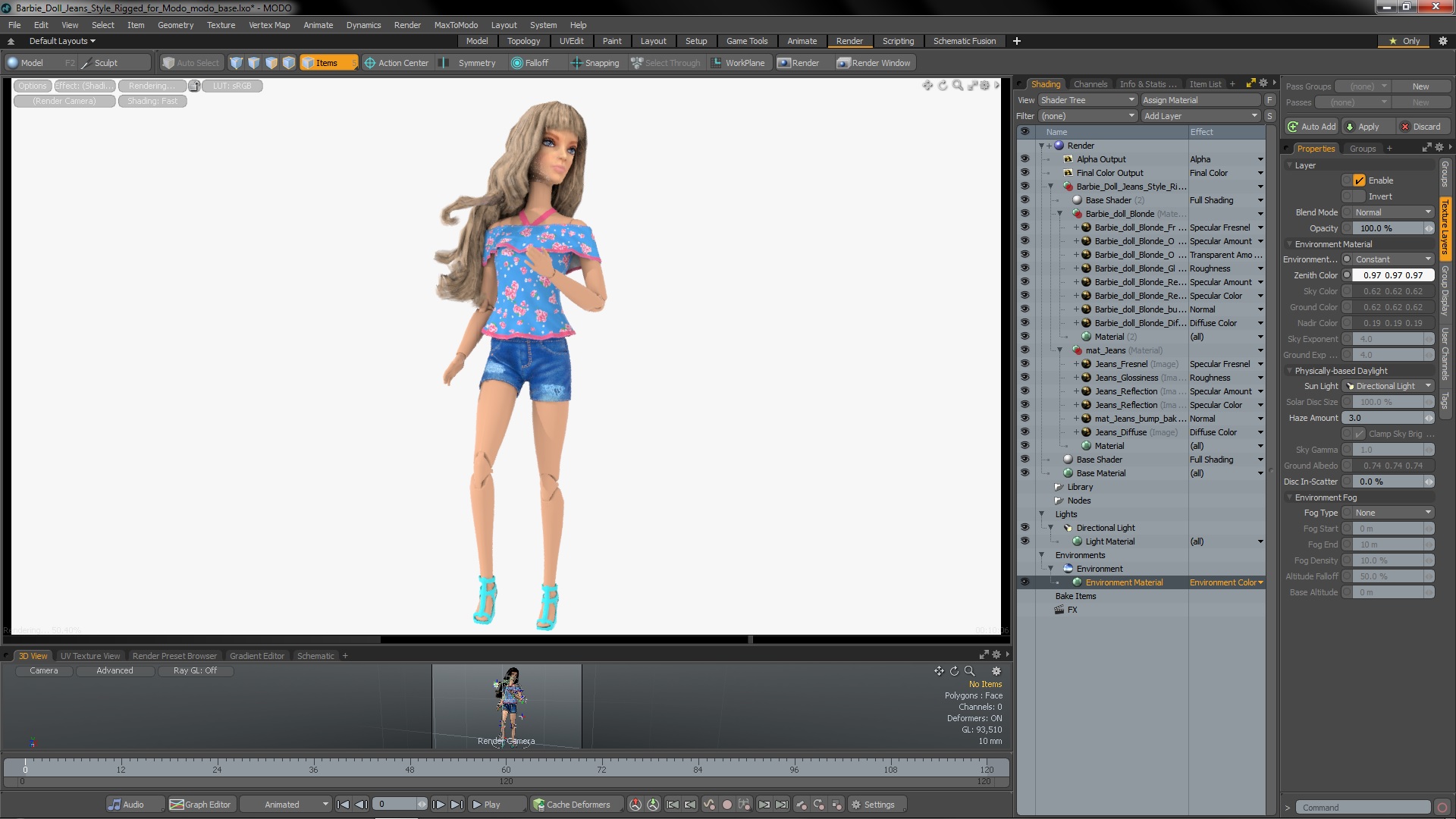 Barbie Doll Jeans Style Rigged for Modo 3D model