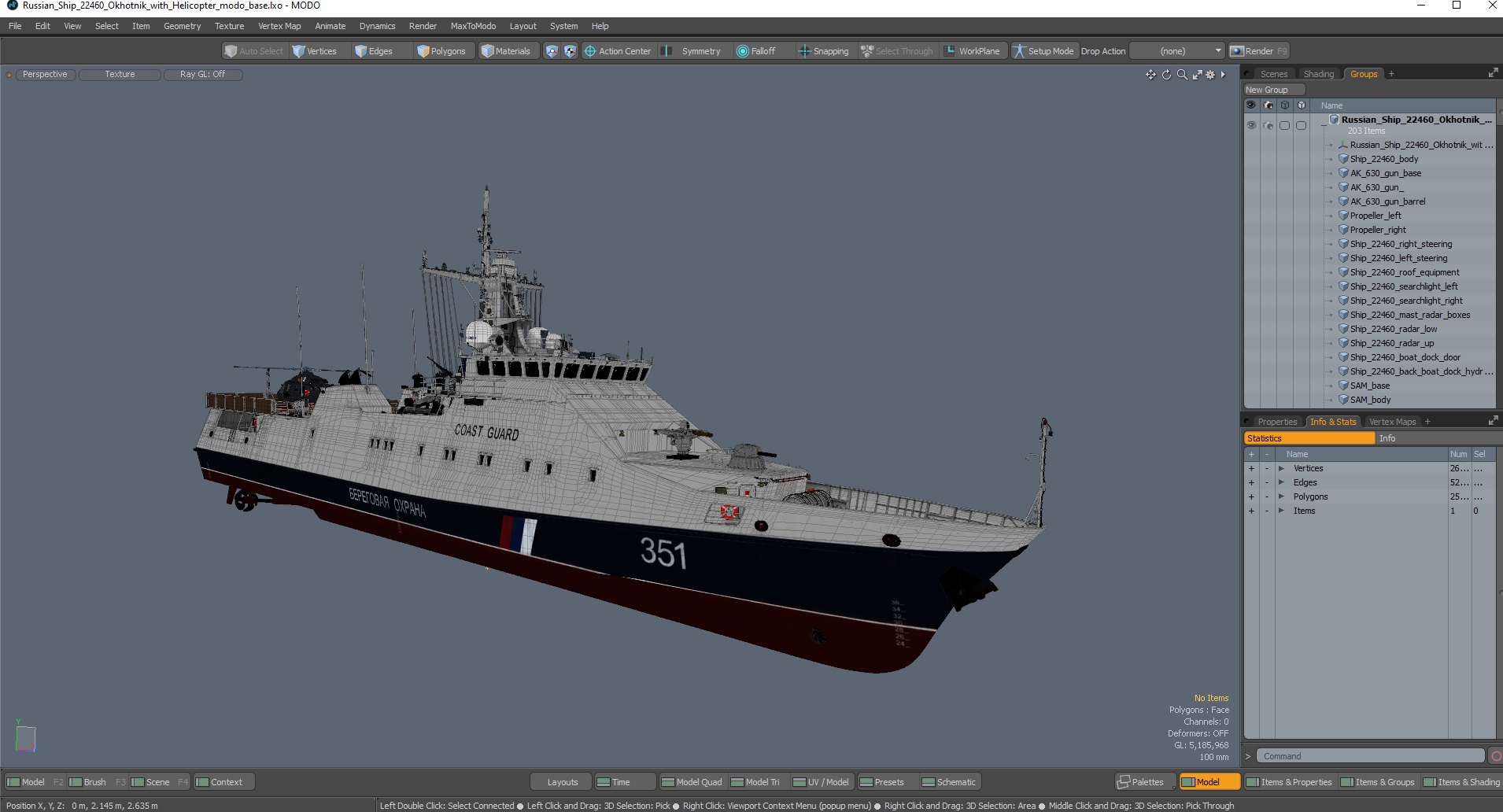 3D Russian Ship 22460 Okhotnik with Helicopter model