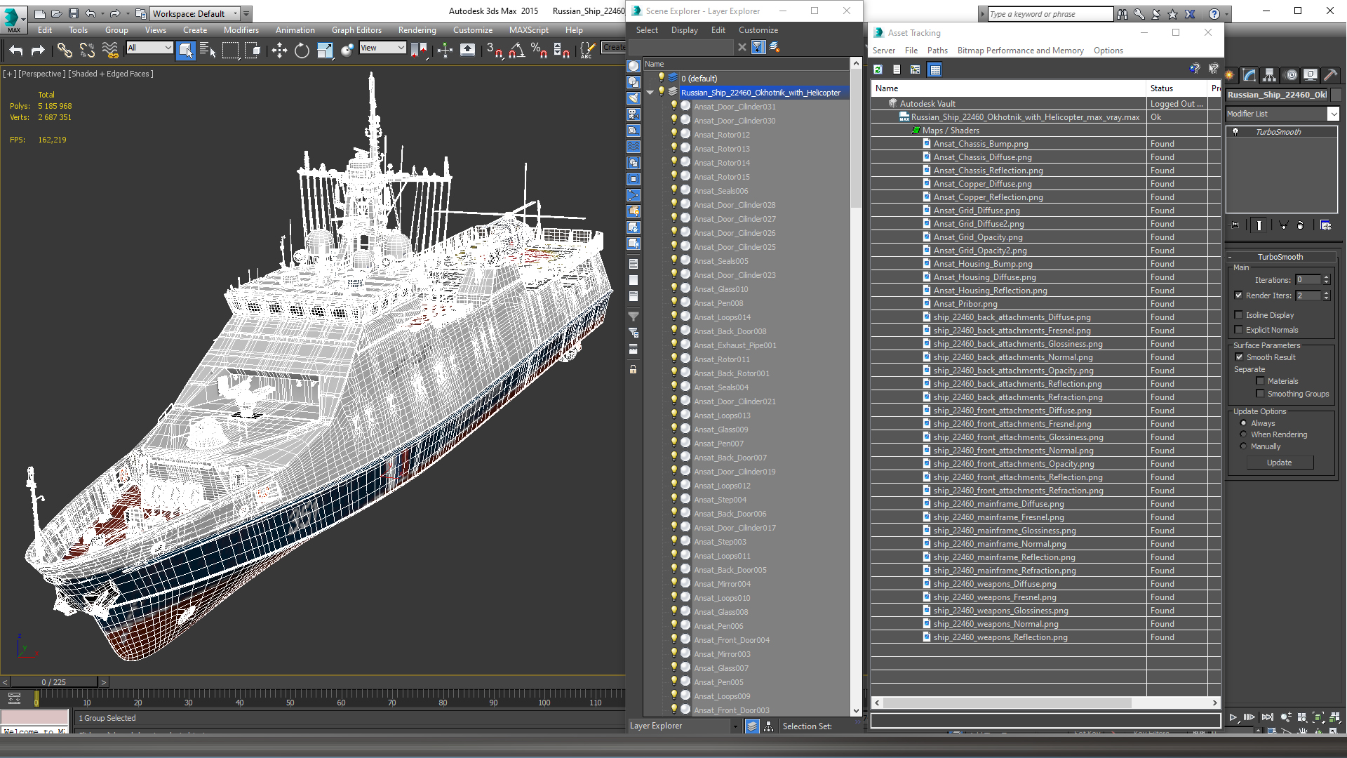 3D Russian Ship 22460 Okhotnik with Helicopter model