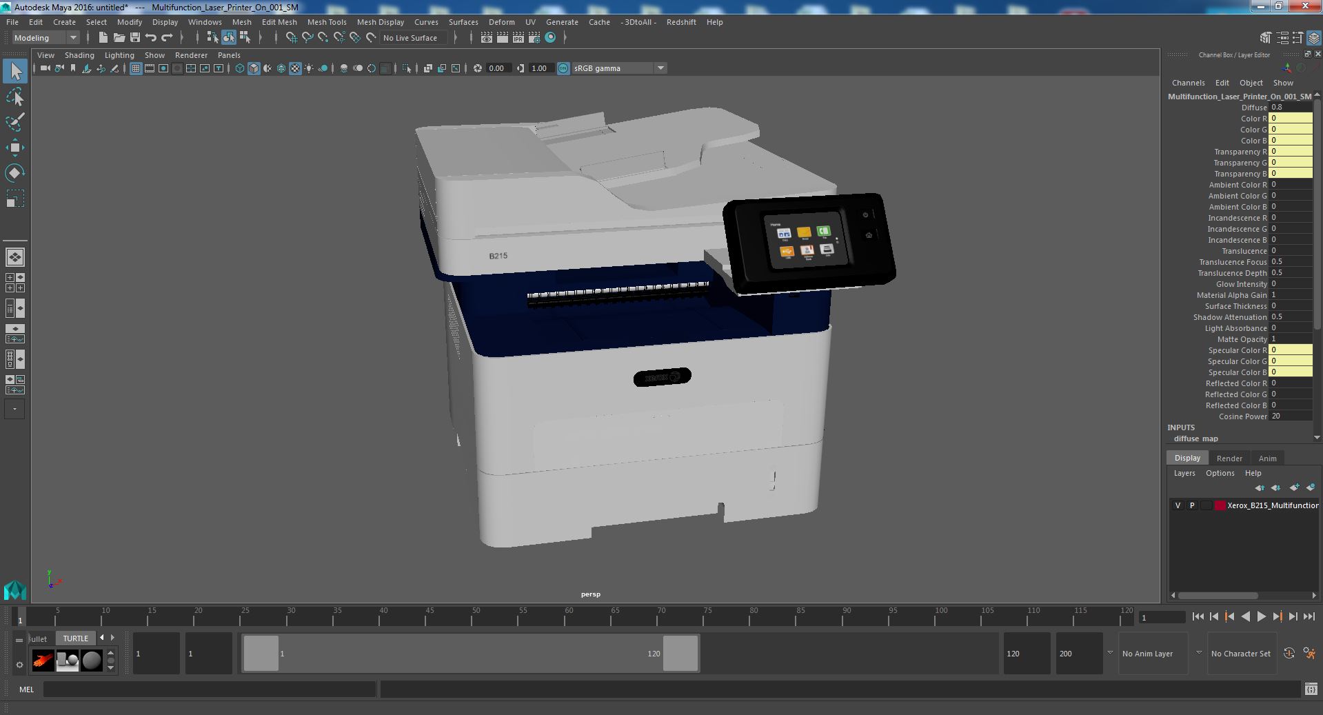 Xerox B215 Multifunction Laser Printer Power ON 3D