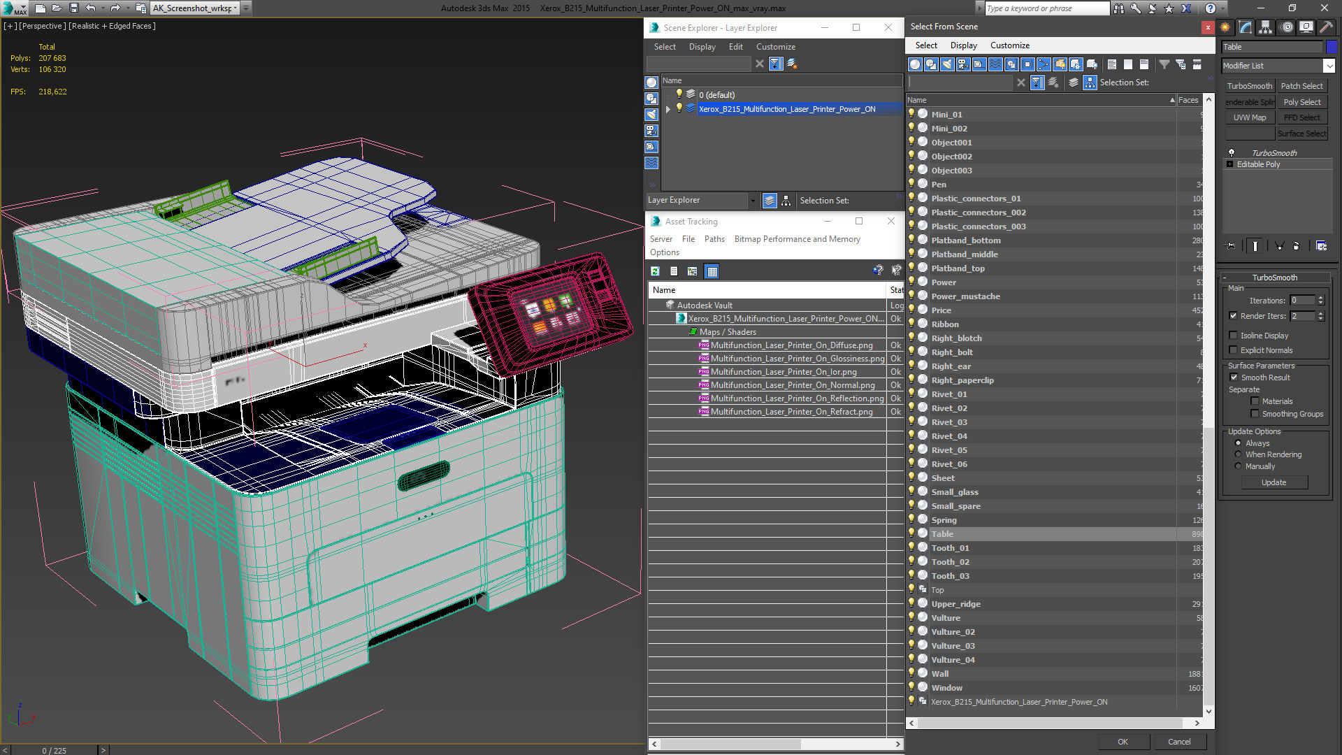 Xerox B215 Multifunction Laser Printer Power ON 3D