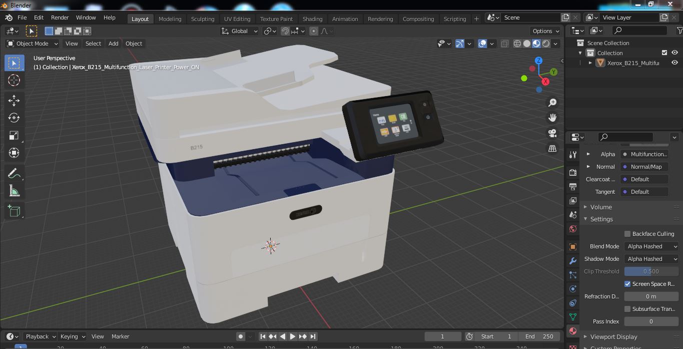 Xerox B215 Multifunction Laser Printer Power ON 3D