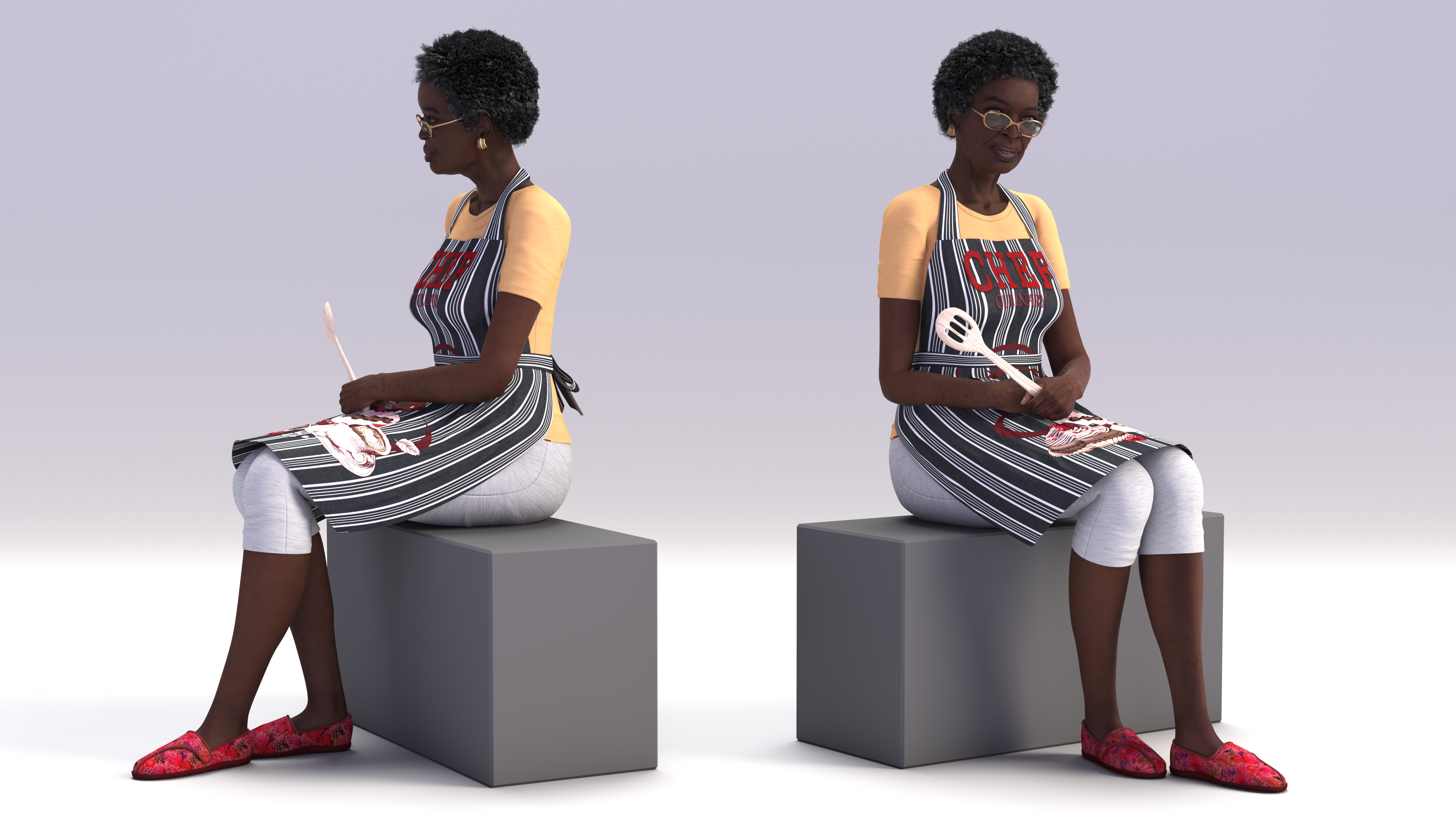 Cook Style Afro American Old Lady Sitting