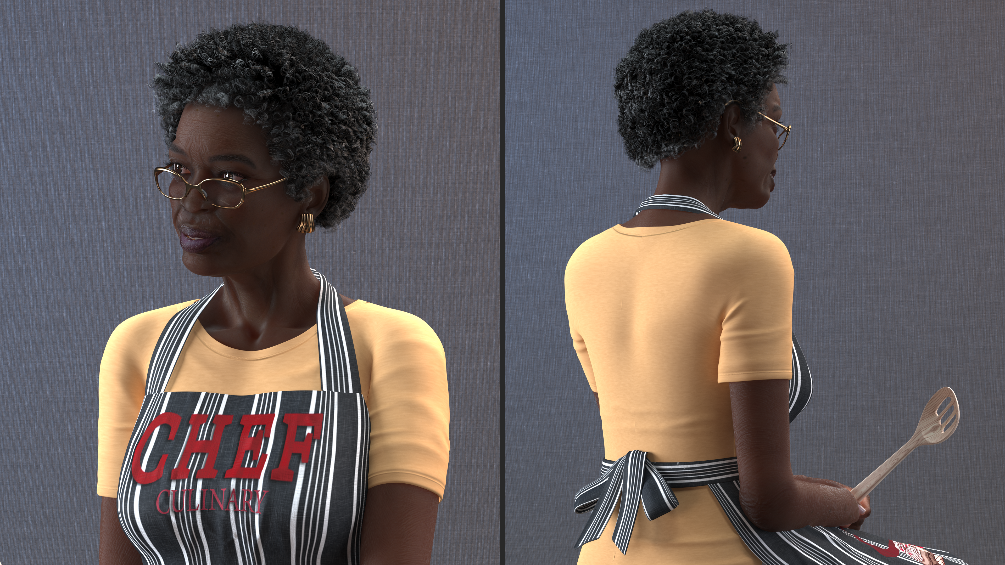 Cook Style Afro American Old Lady Sitting, view 2