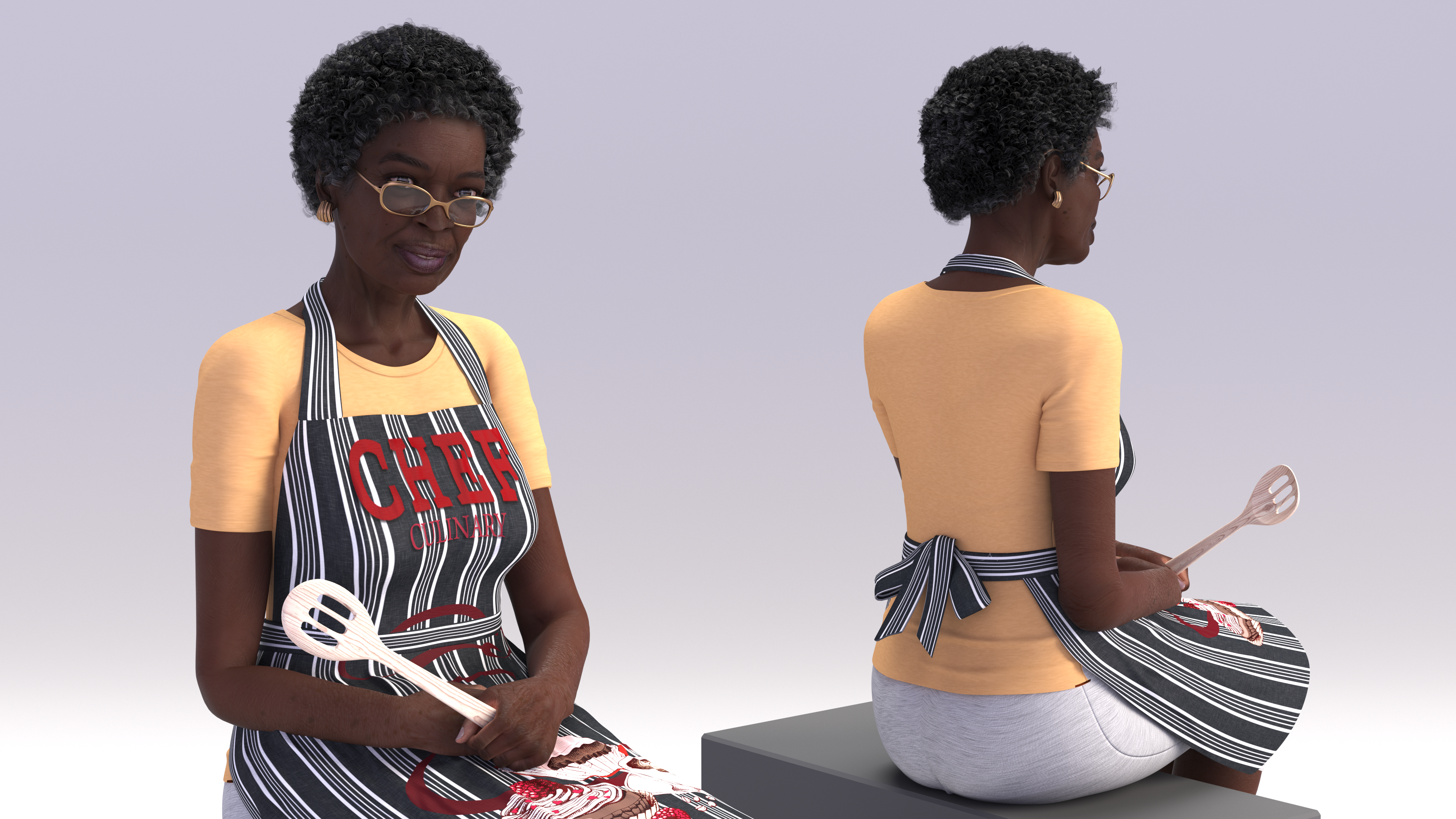 Cook Style Afro American Old Lady Sitting, view 6