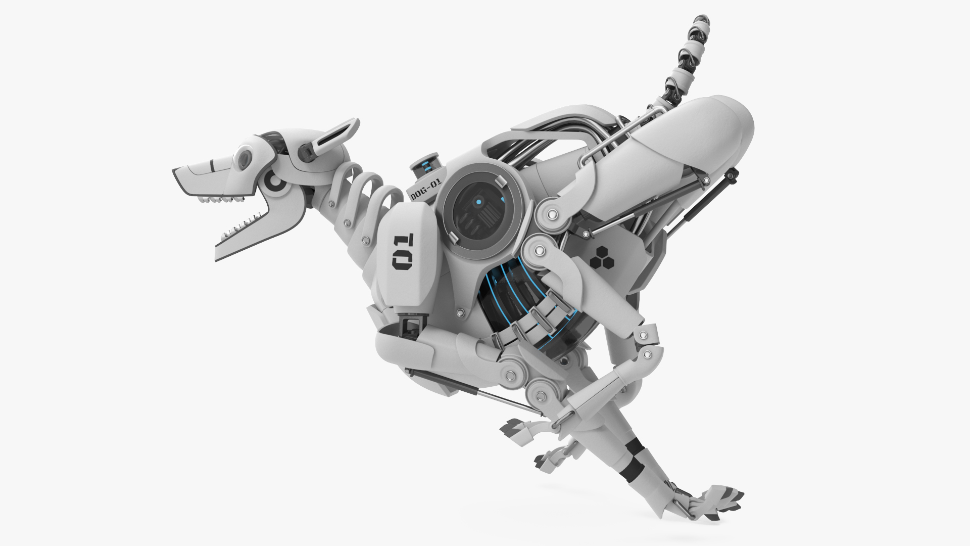 Futuristic Robotic Dog White Rigged for Cinema 4D 3D model