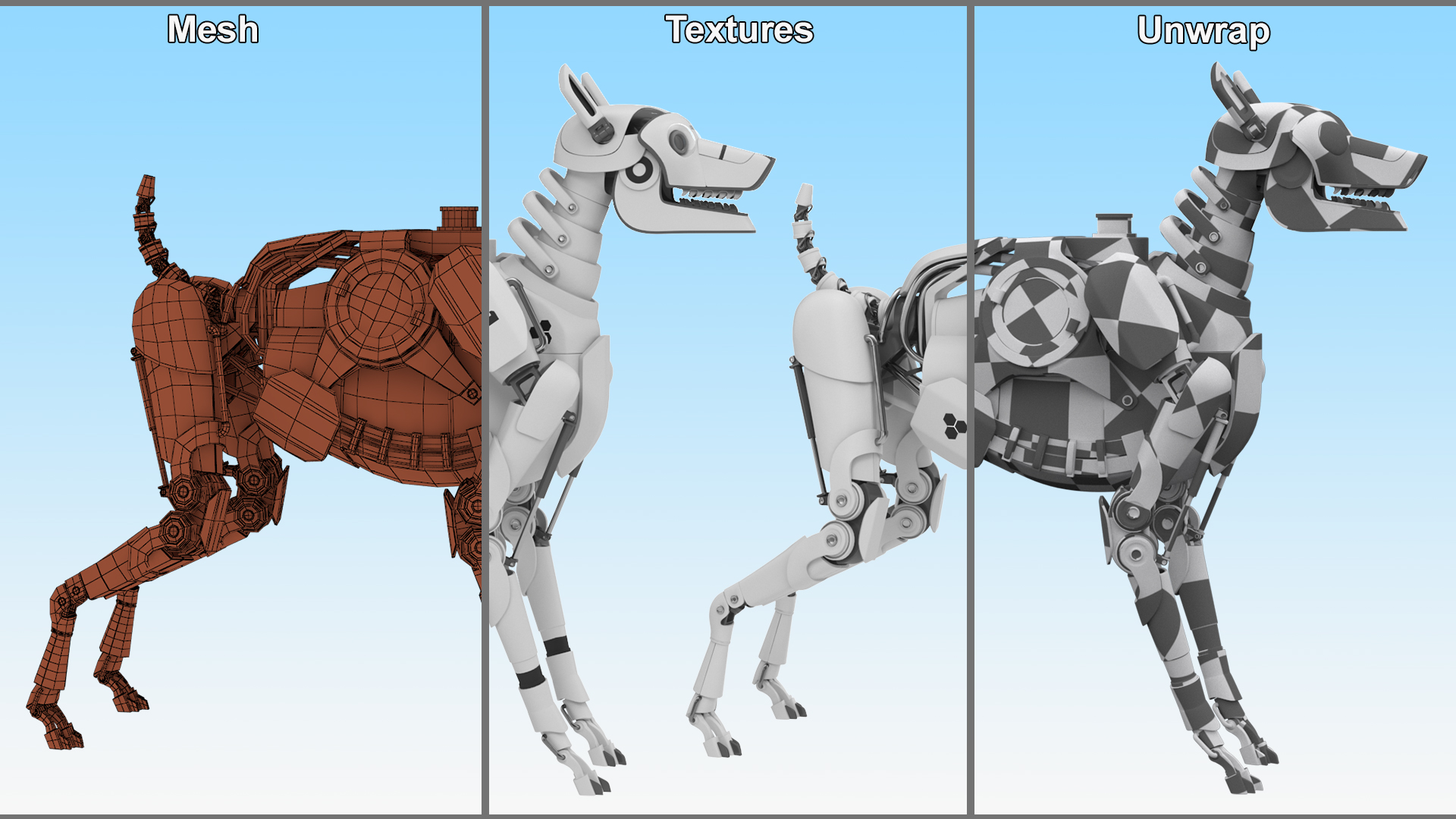 Futuristic Robotic Dog White Rigged for Cinema 4D 3D model