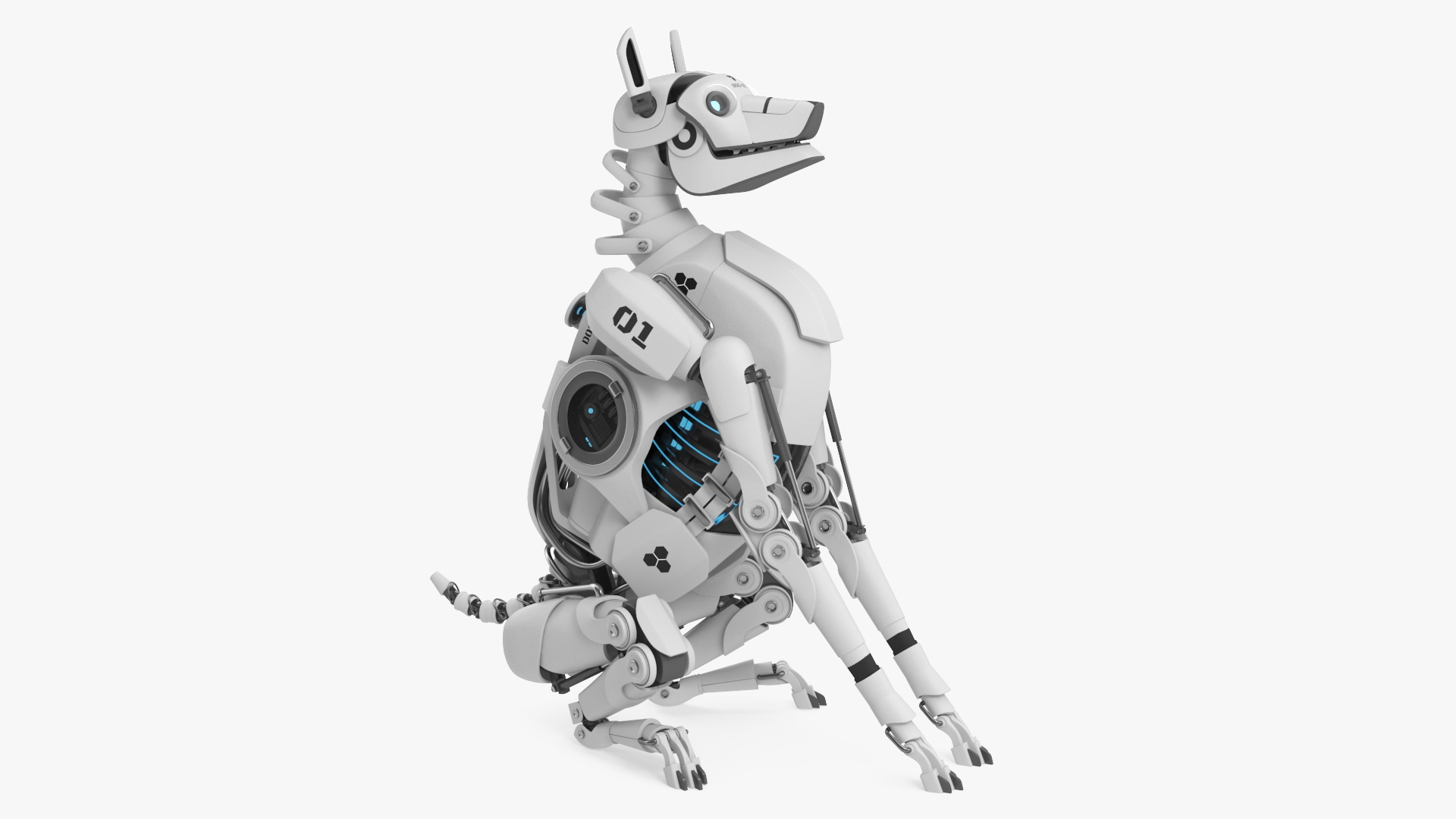 Futuristic Robotic Dog White Rigged for Cinema 4D 3D model
