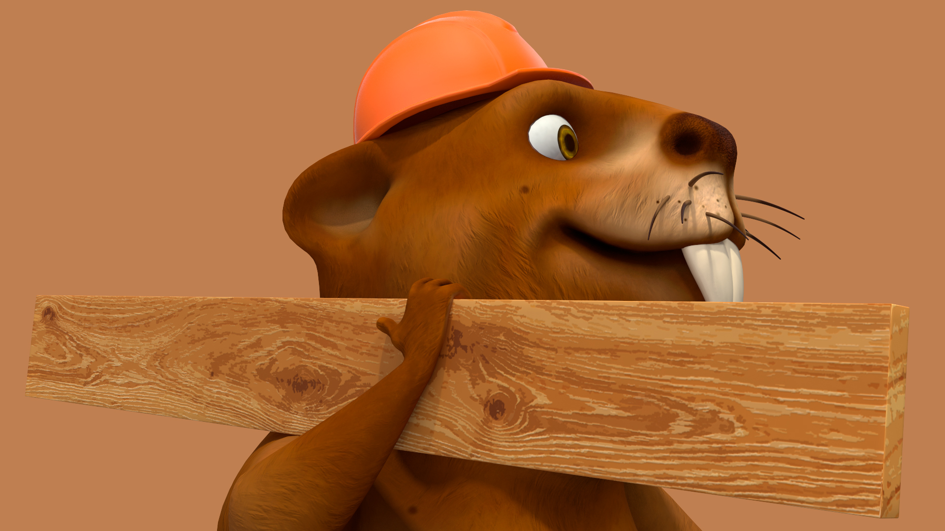 3D Cartoon Beaver with Tools Set Rigged