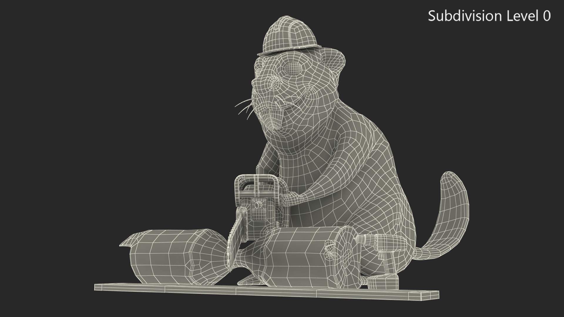 3D Cartoon Beaver with Tools Set Rigged