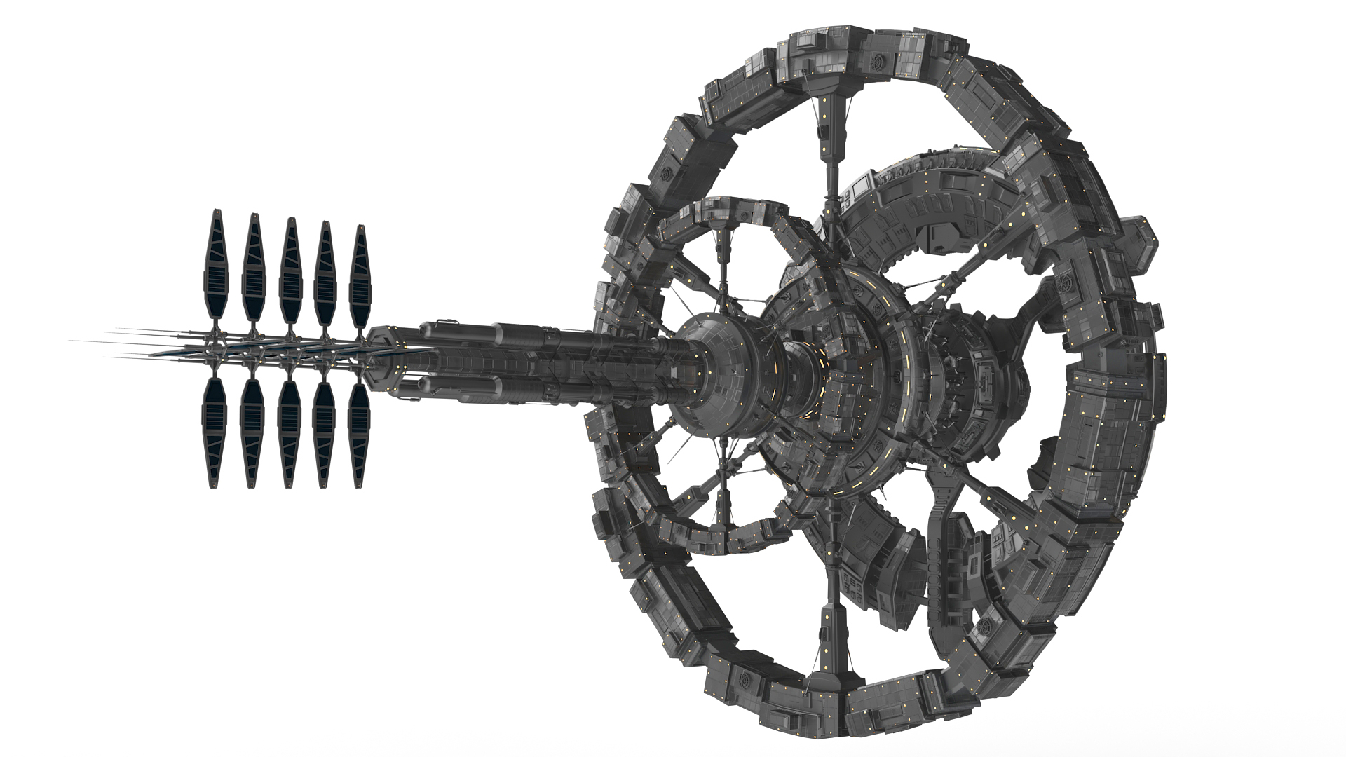 3D Sci-Fi Space Station Black