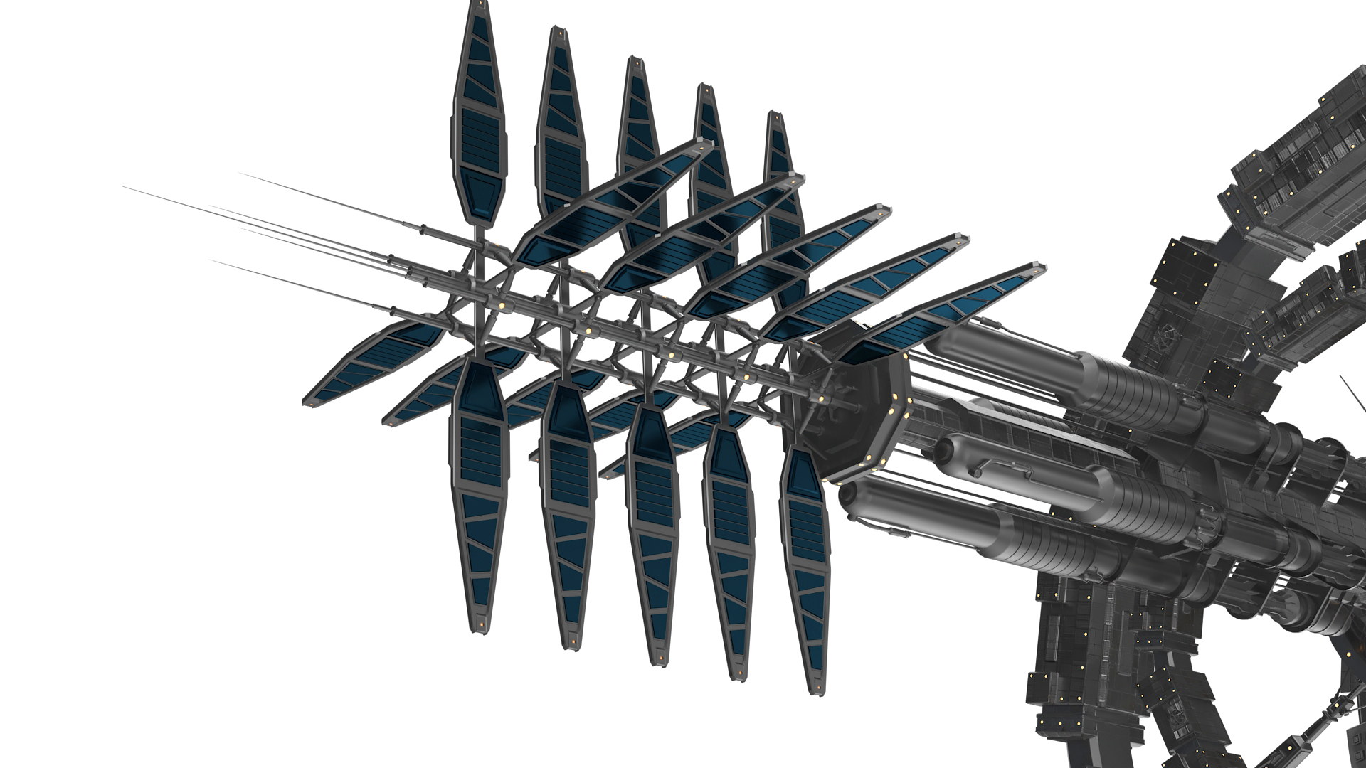 3D Sci-Fi Space Station Black