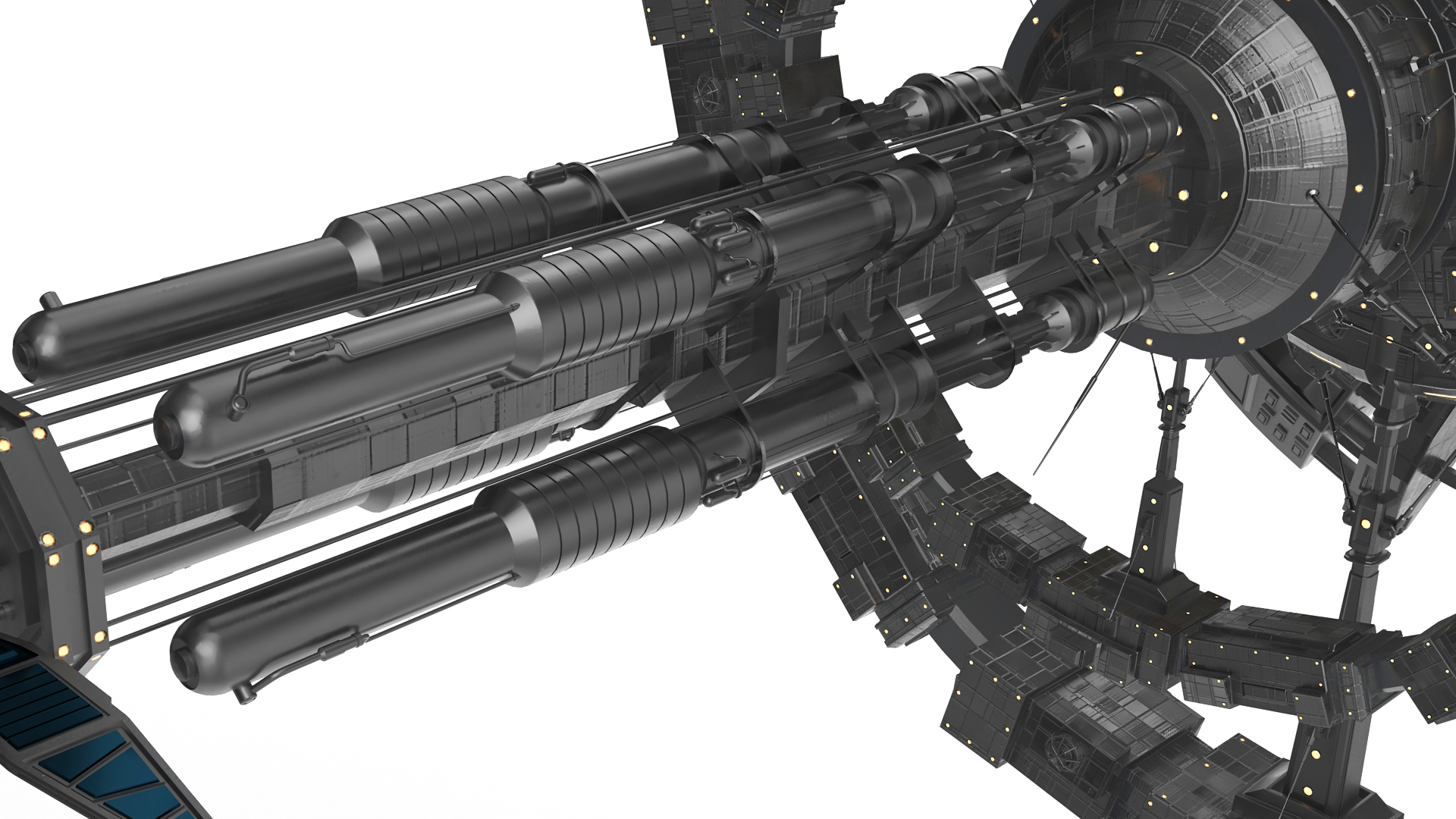 3D Sci-Fi Space Station Black