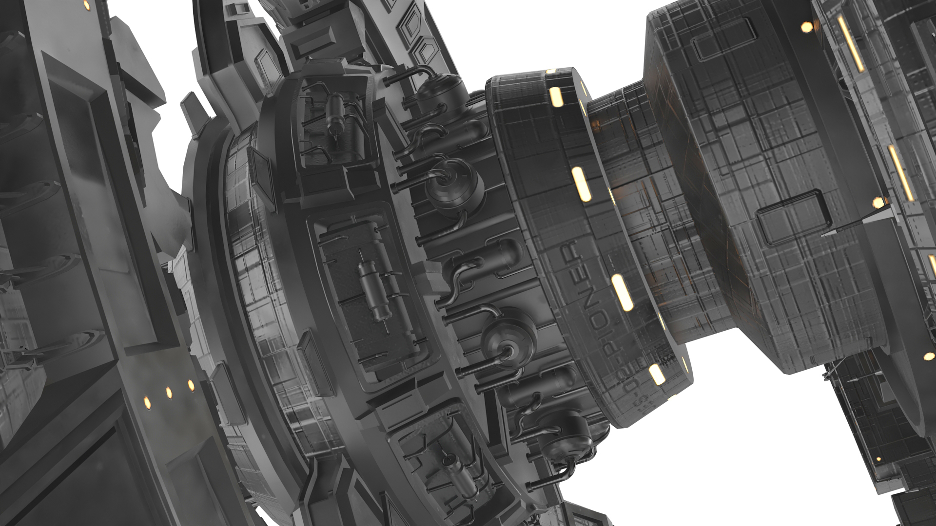 3D Sci-Fi Space Station Black