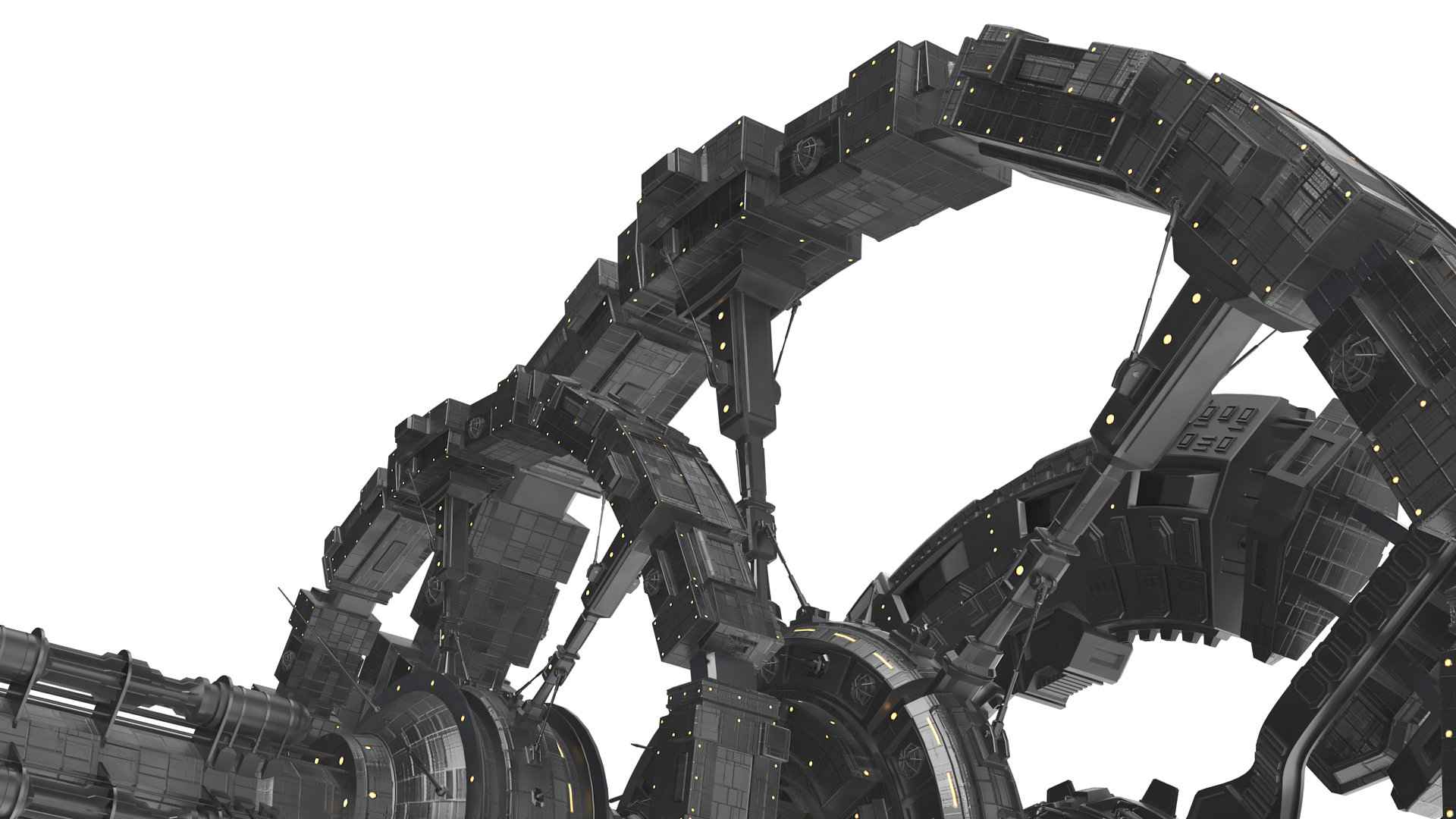 3D Sci-Fi Space Station Black