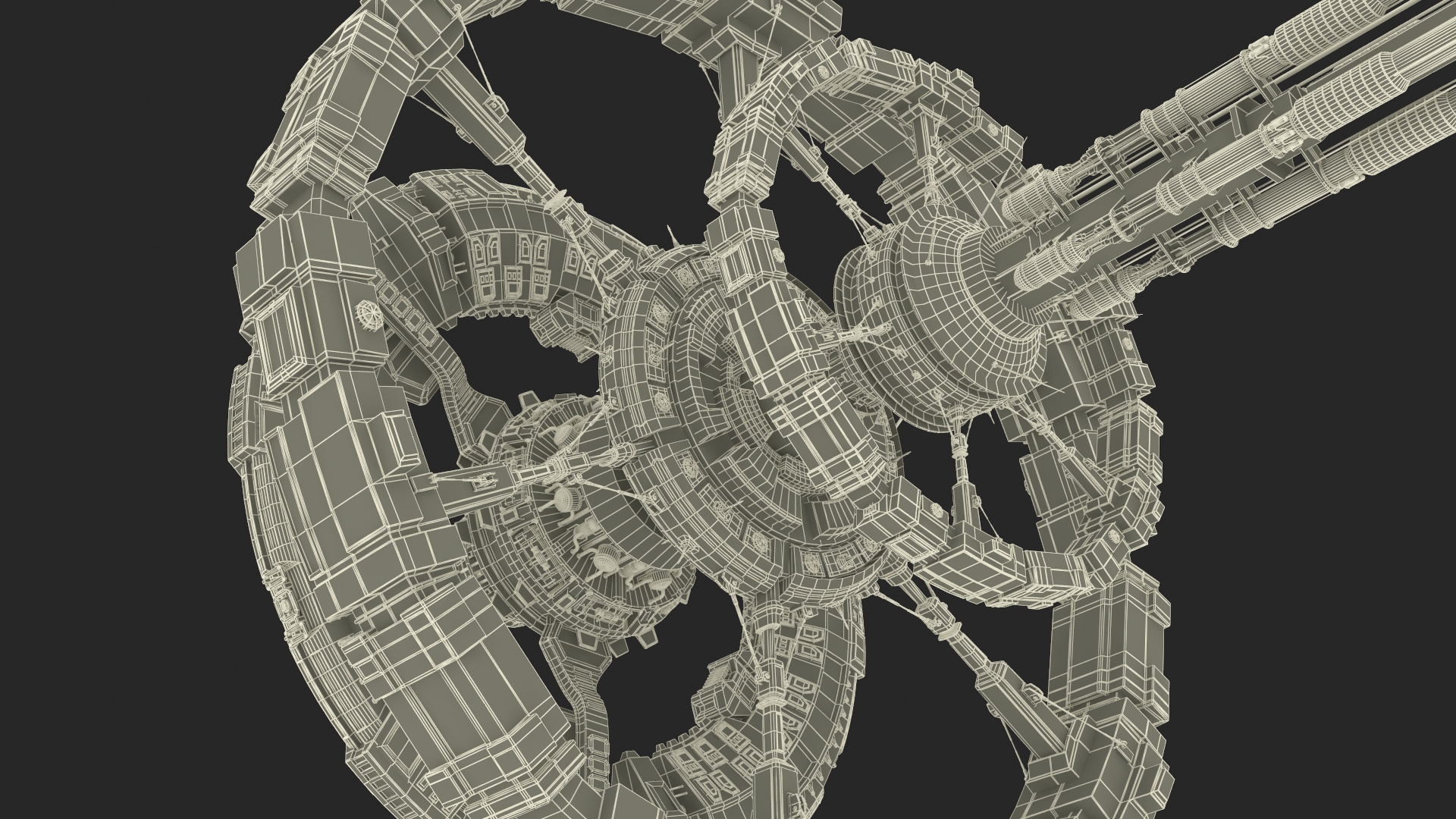 3D Sci-Fi Space Station Black