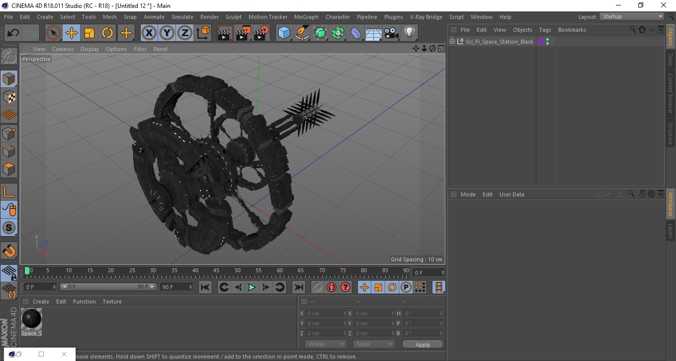 3D Sci-Fi Space Station Black