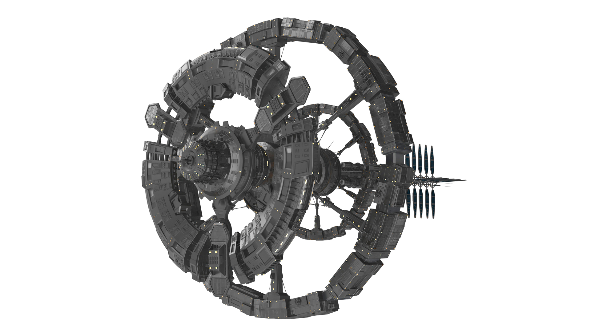 3D Sci-Fi Space Station Black