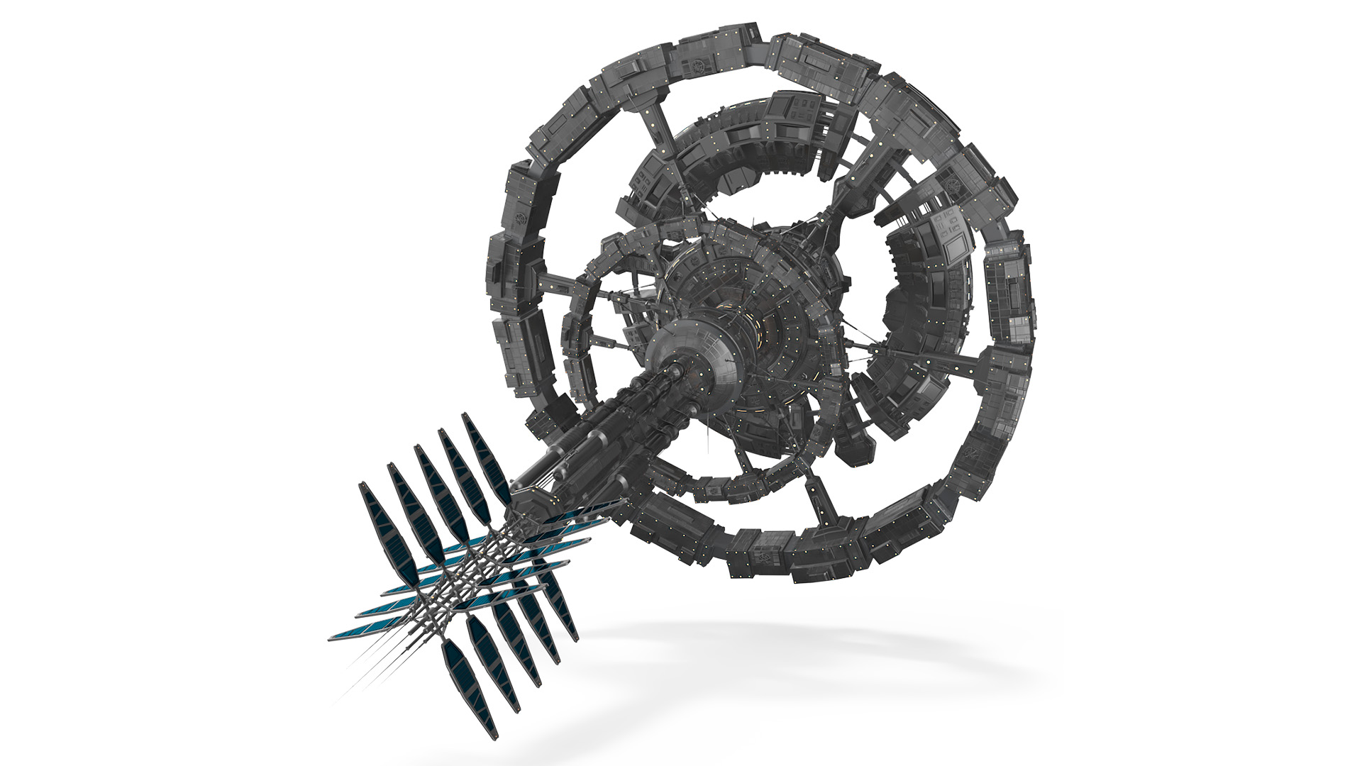 3D Sci-Fi Space Station Black