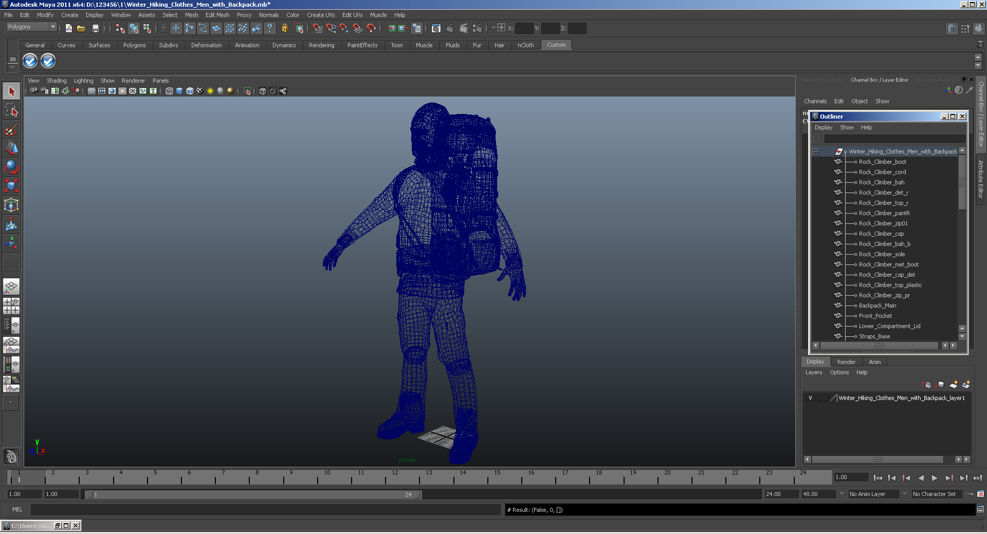 Winter Hiking Clothes Men with Backpack 3D model