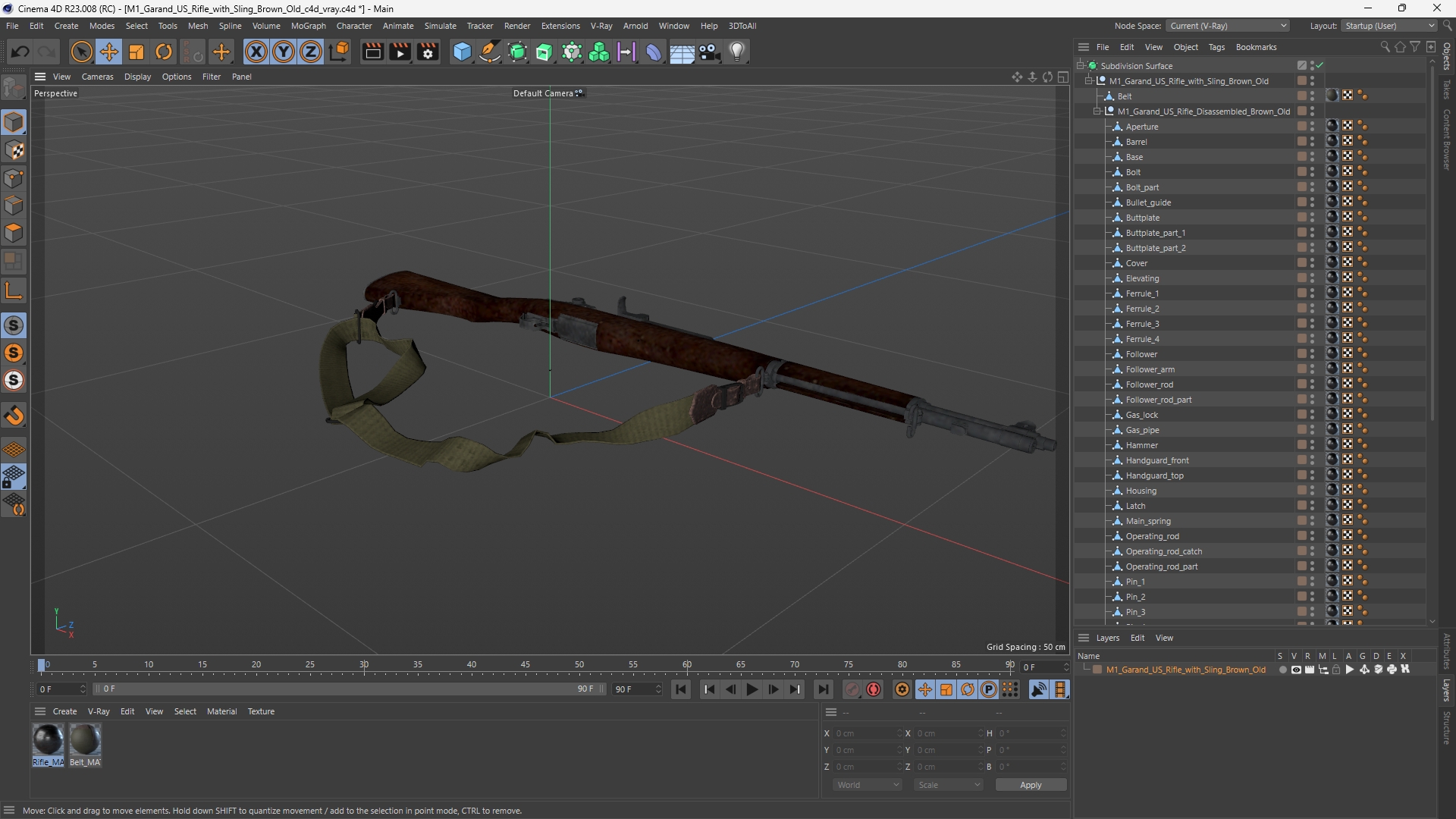 M1 Garand US Rifle with Sling Brown Old - view 12