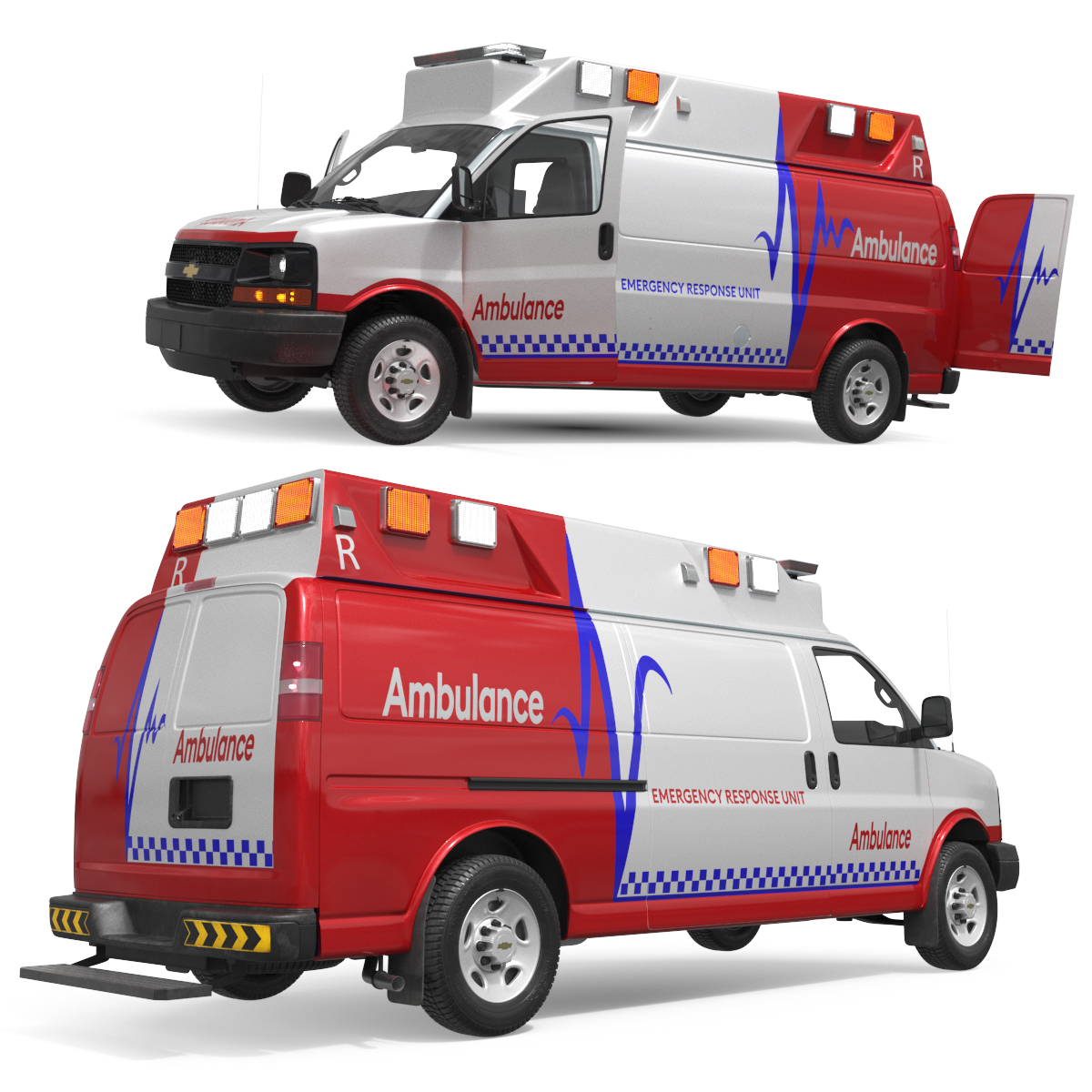 2016 Chevrolet Express Emergency Car with Interior 3D model preview